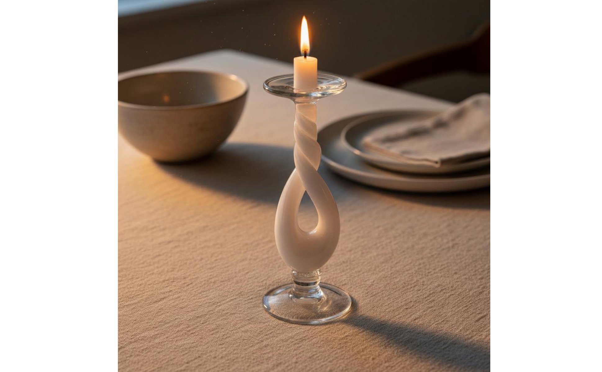 2 Pieces Art Glass Candle Holder Artistic Glass Candle Holder Romantic