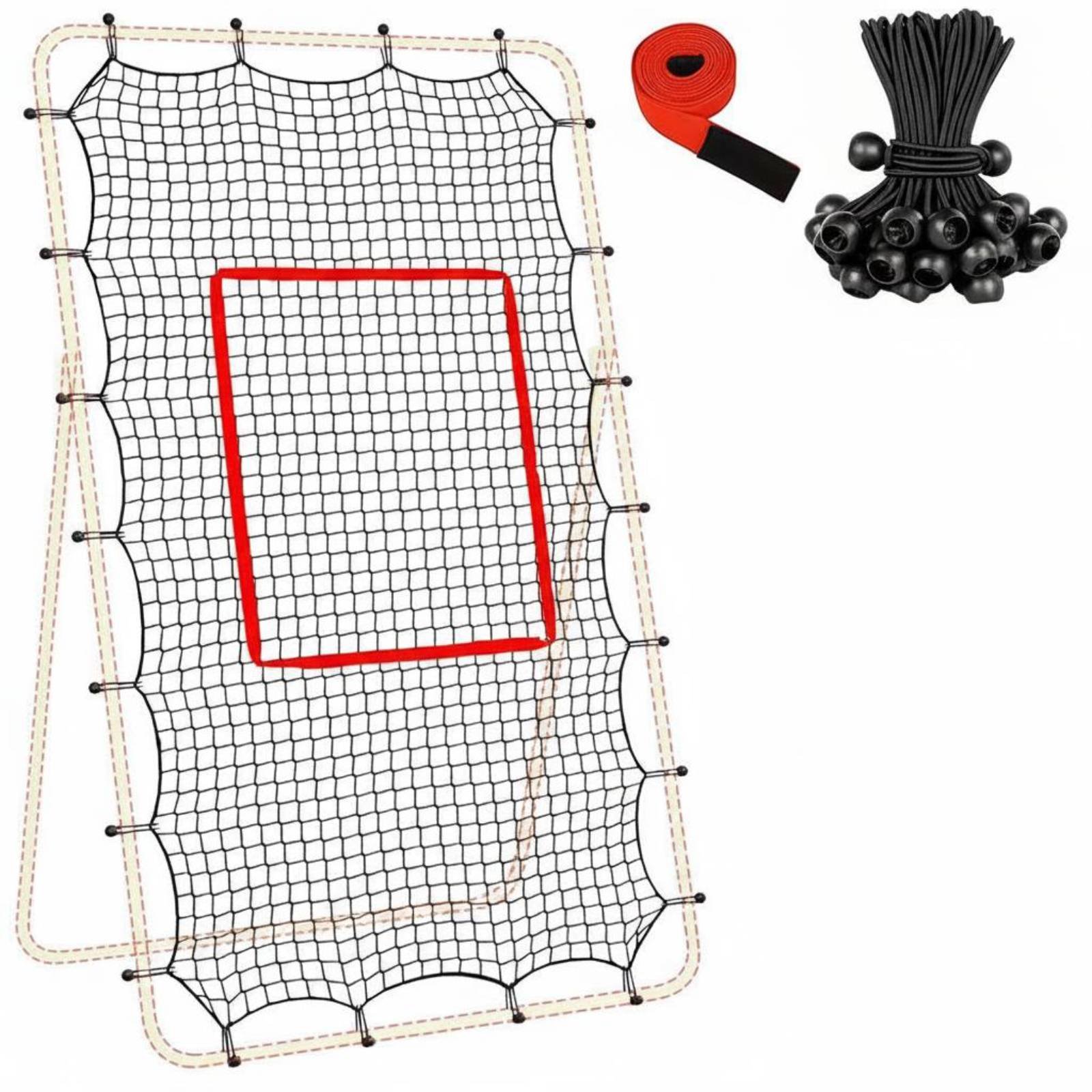 28 Elastic Cords Volleyball Rebound Net Target Circle Replacement Rebound Net Easy to Install Sports Training Gear Sturdy Construction for Beginners, Kids, Backyard