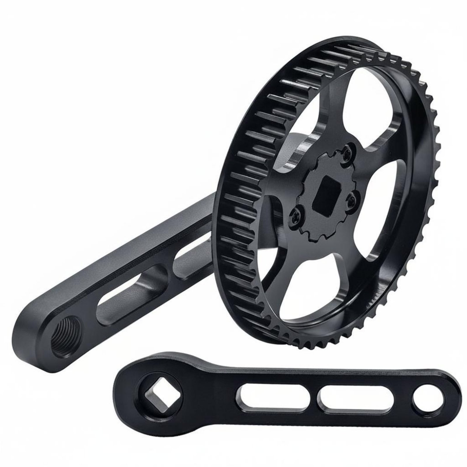 8M 46T Belt Drive Chainring Compatible Replacement Bike Belt Pulley Crank Long-Lasting 120mm Crankset Lightweight for Children