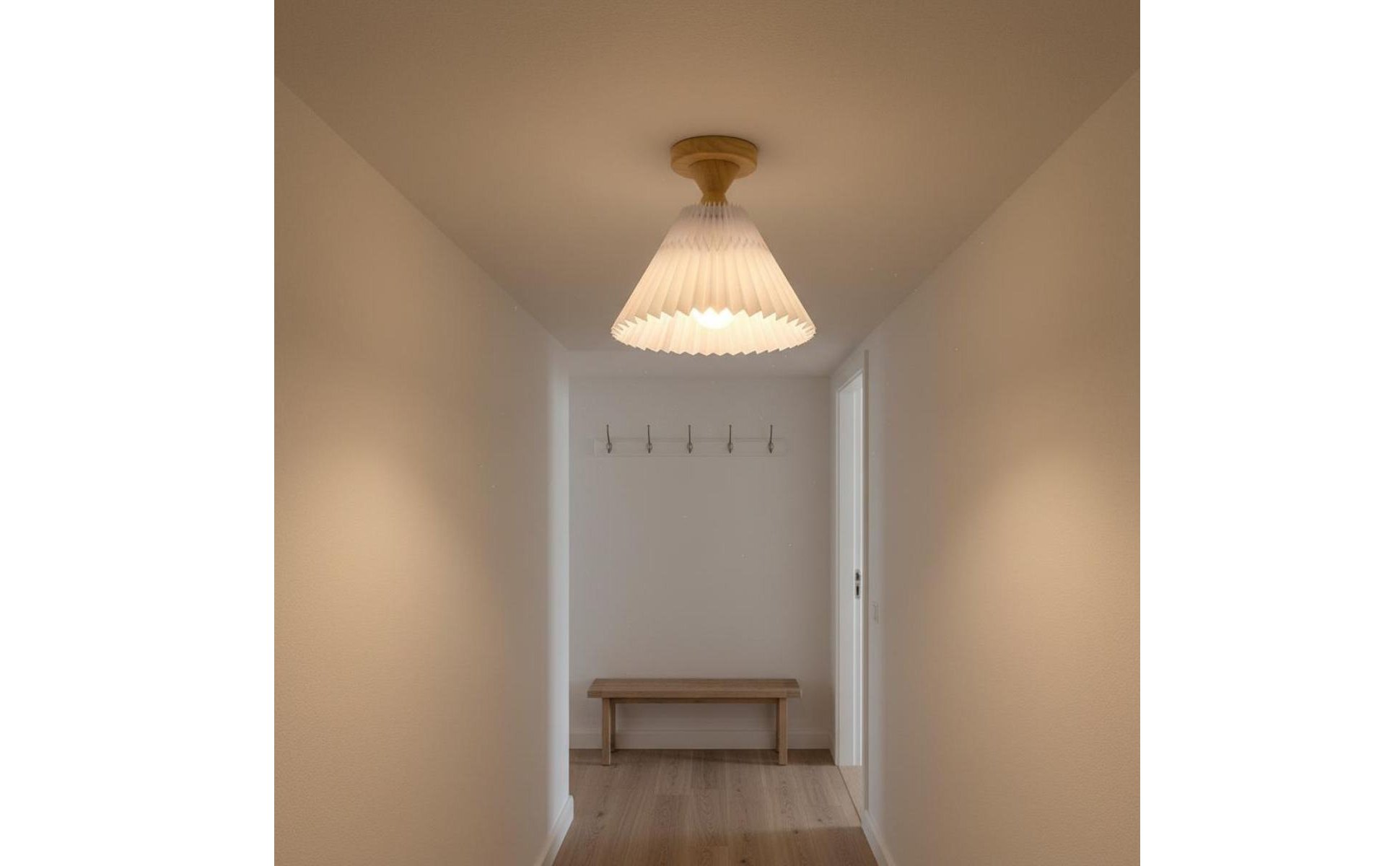 Semi-Flush Mount Light Nordic Design Pleated Ceiling Light for Bedroom, Hallway