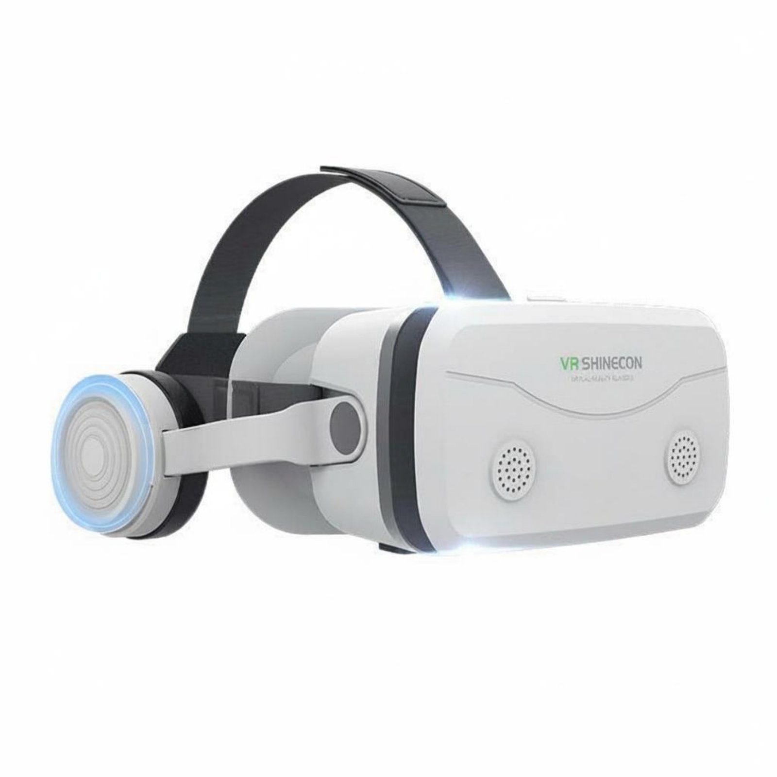 Mobile Device Compatible Phone VR Headset Adjustable Head Strap Headset with Headphones Wide Field of View 3D VR Goggles Aspheric Lenses for Gaming, Home Entertainment