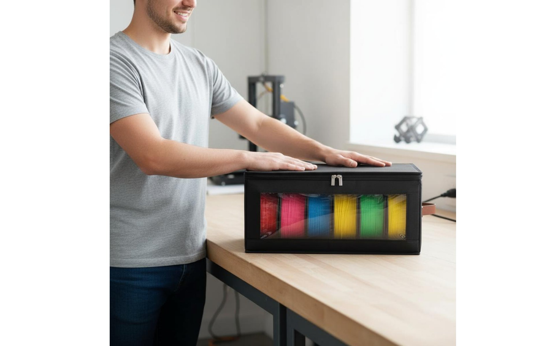 3D Printer Filament Storage Box Holds 6 Rolls for Workshop, Studio, Makers