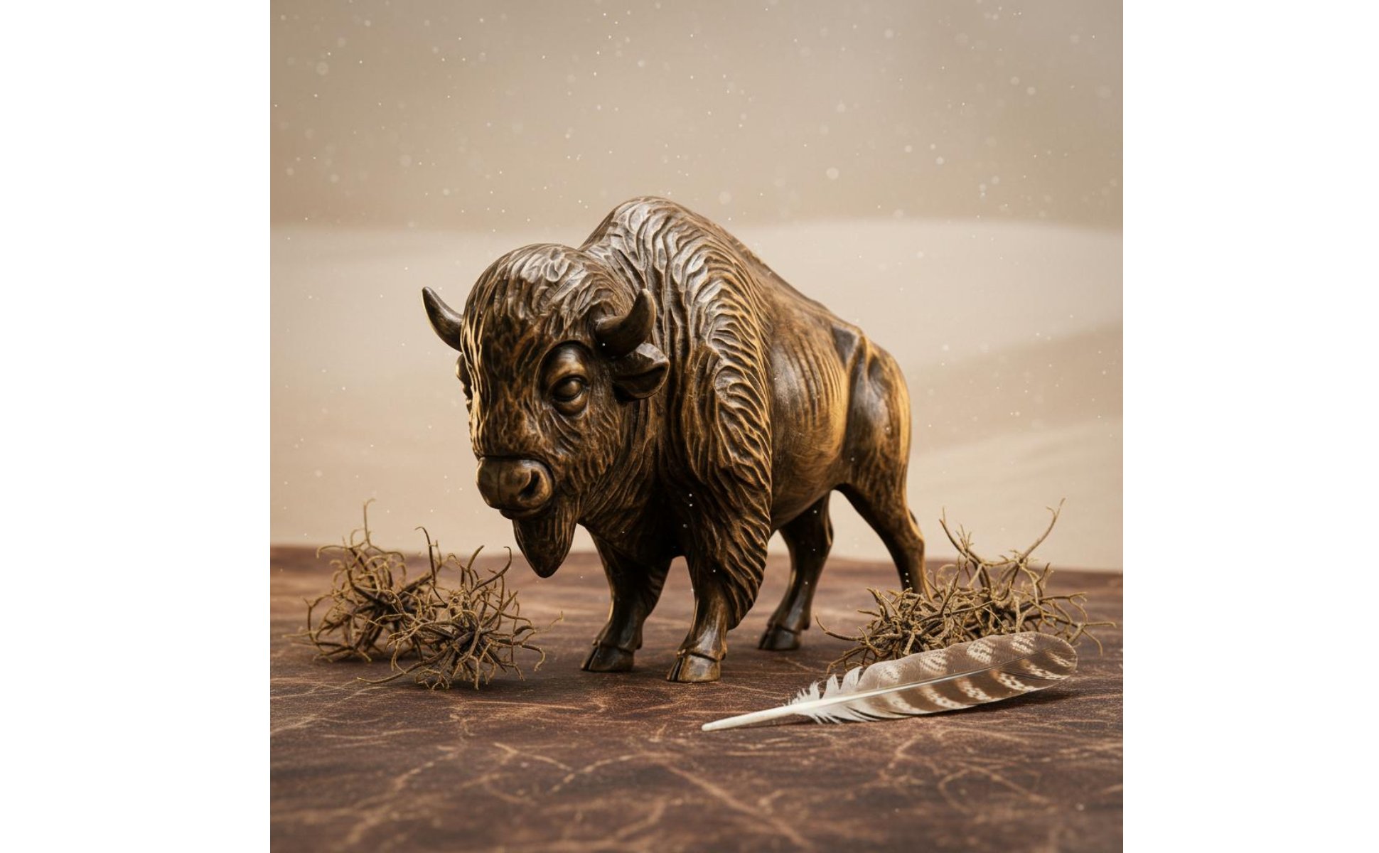 Western-Bison Dekofigur Westenstil Rustikale Büffelstatue Rustikaler Look
