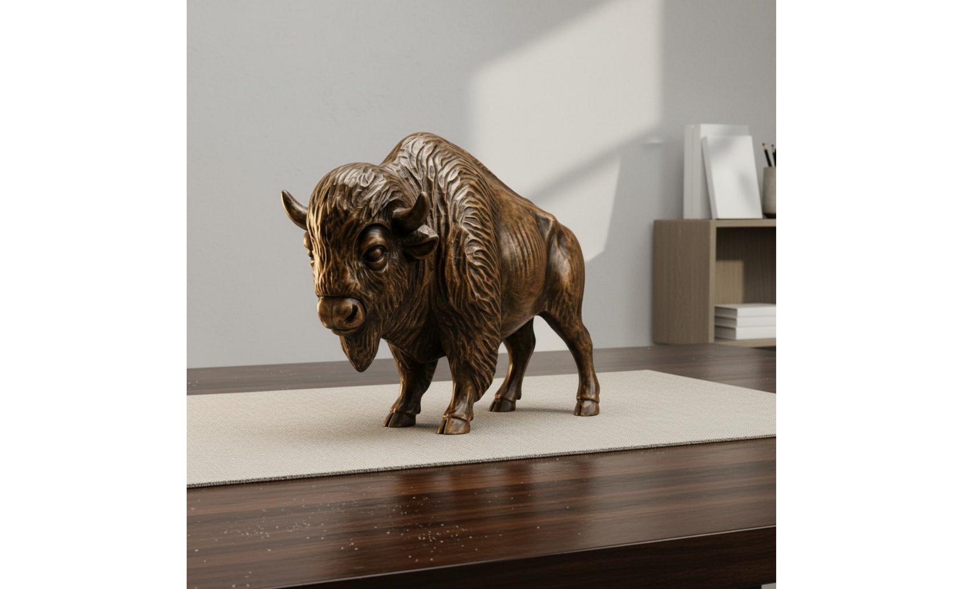 Western-Bison Dekofigur Westenstil Rustikale Büffelstatue Rustikaler Look