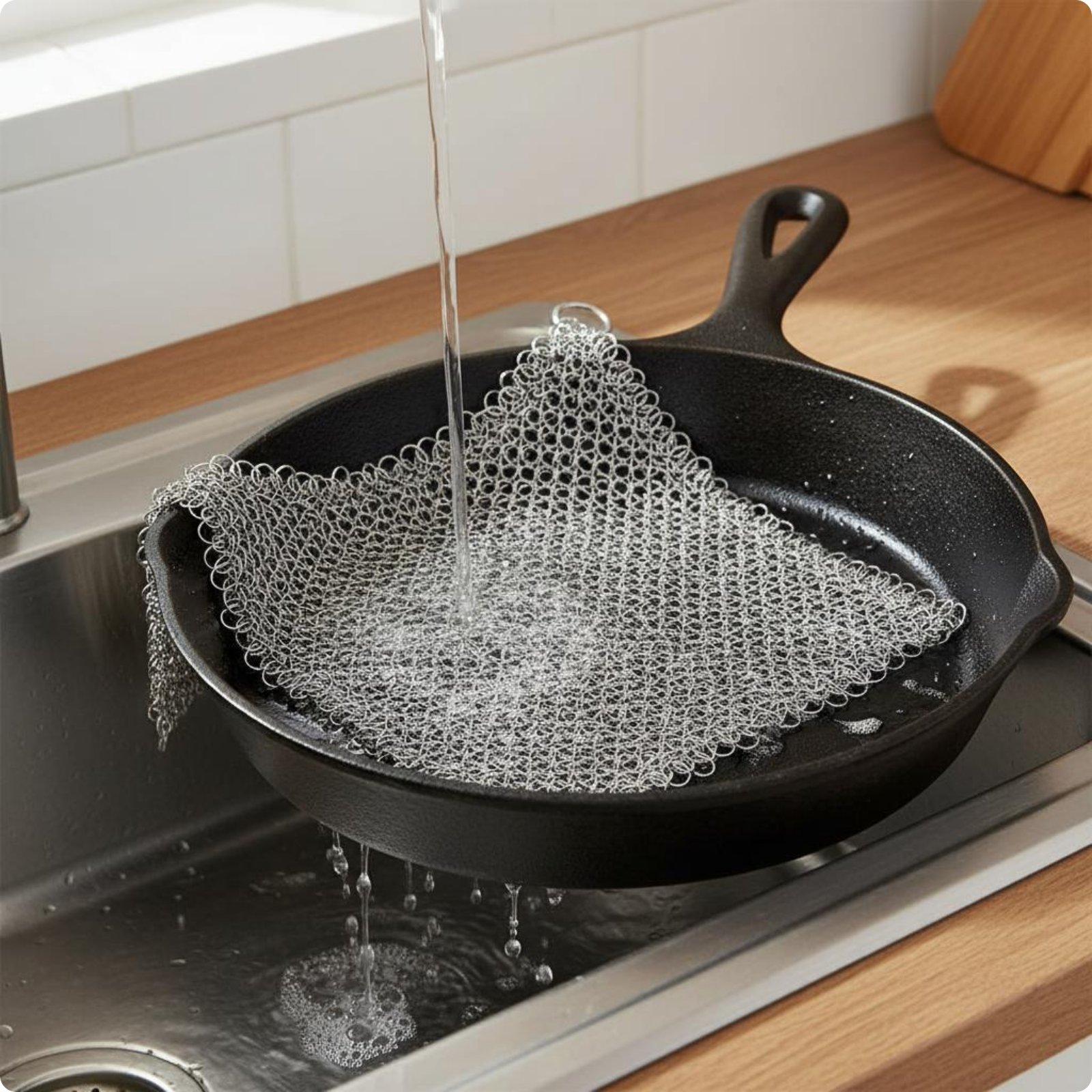Metallring-Reinigungsnetz wiederverwendbar Kettengeflecht-Spülschwamm für Küche