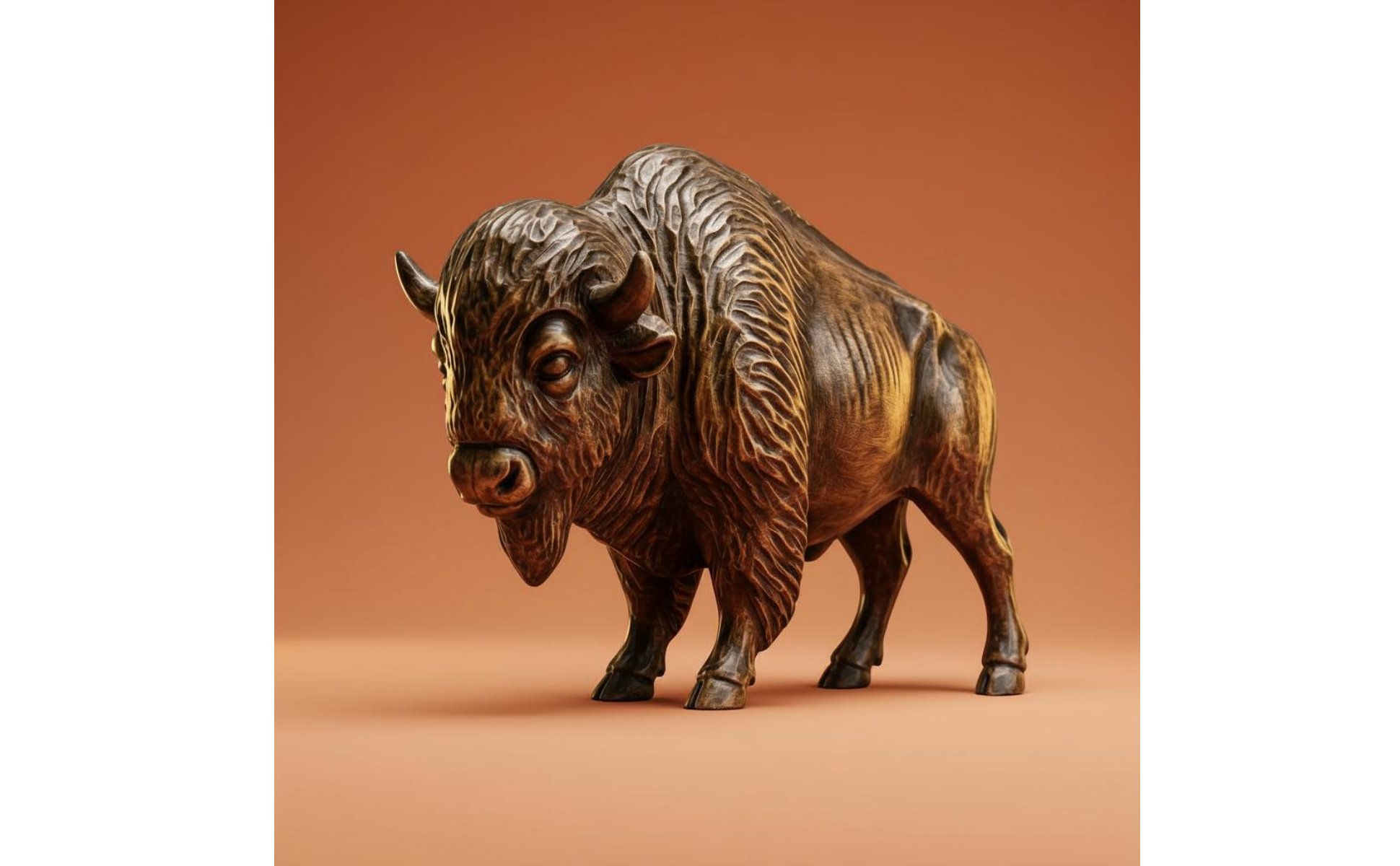 Western-Bison Dekofigur Westenstil Rustikale Büffelstatue Rustikaler Look