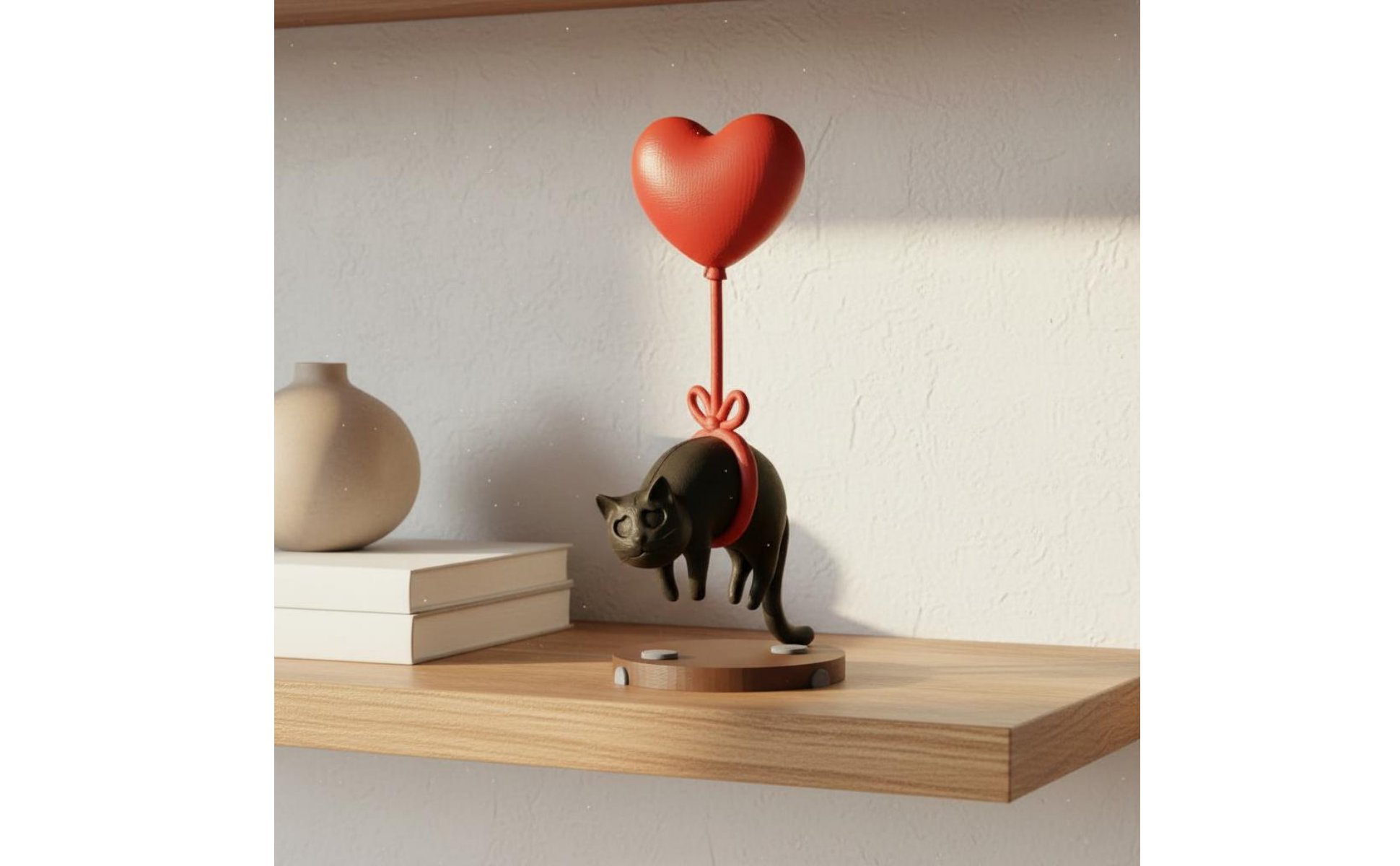 Floating Feline Statue Creative Design 3D Plastic Feline Ornament Mini Size