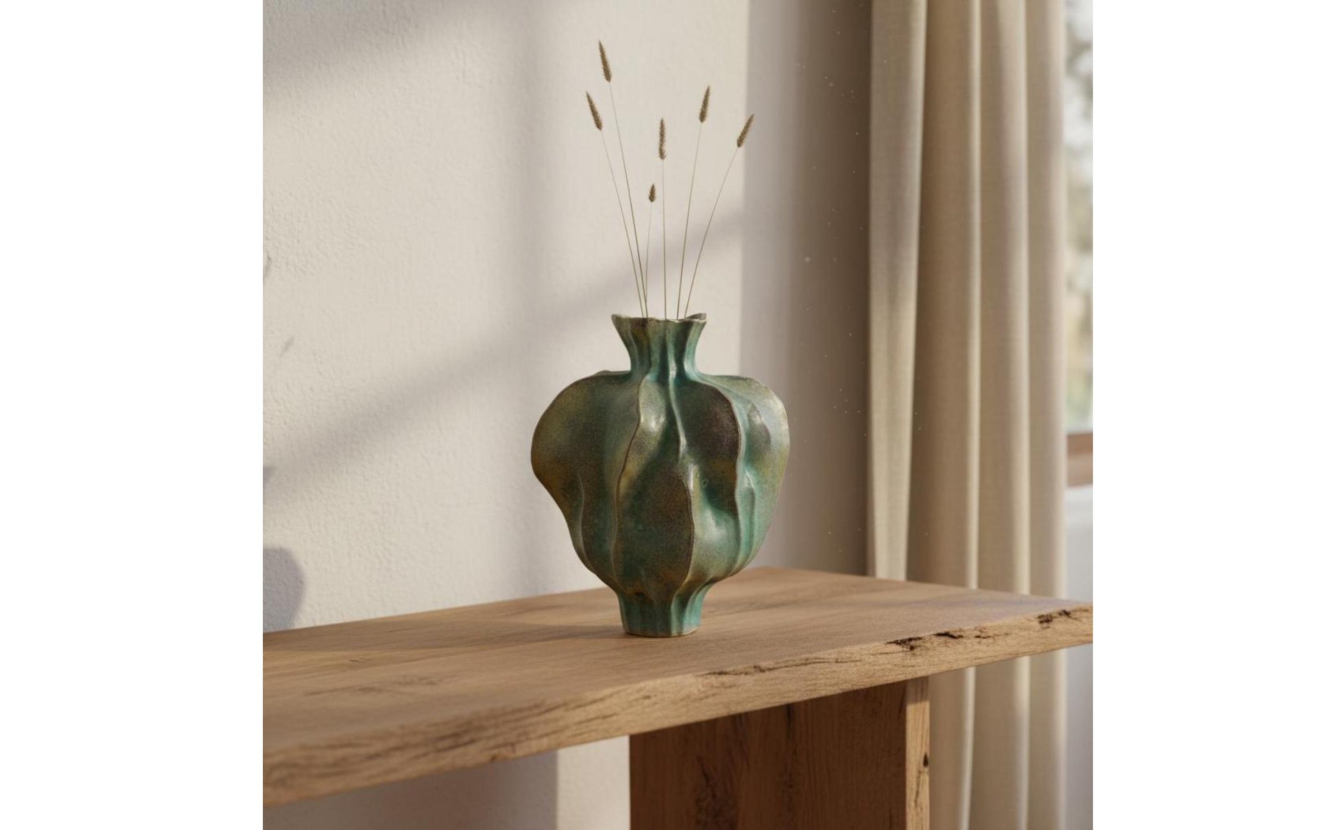 Wabi-Sabi Vase Centerpiece Irregular Ceramic Vase Rustic Finish for Living Room
