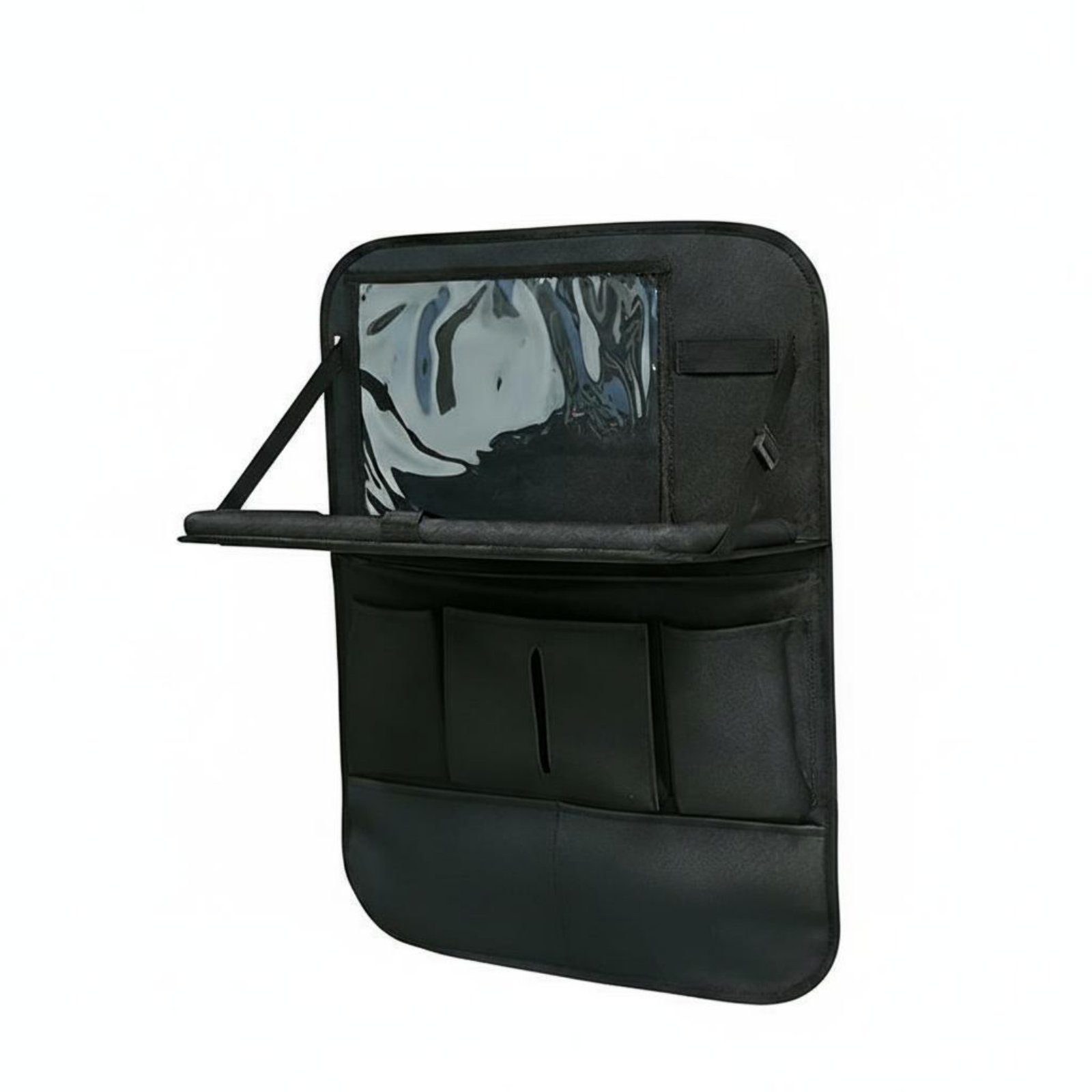 600D Oxford Cloth Car Seat Organizer with Tray Multiple Pockets Backseat Tablet Holder Organizer Space Saving Vehicle Seat Back Storage Bag Easy to Clean for Road Trips, Travel