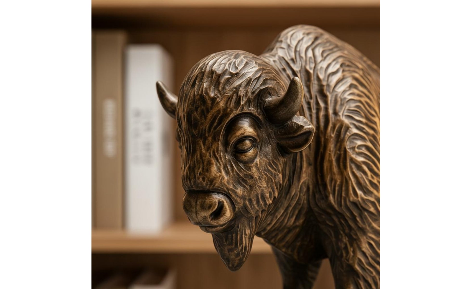 Western-Bison Dekofigur Westenstil Rustikale Büffelstatue Rustikaler Look