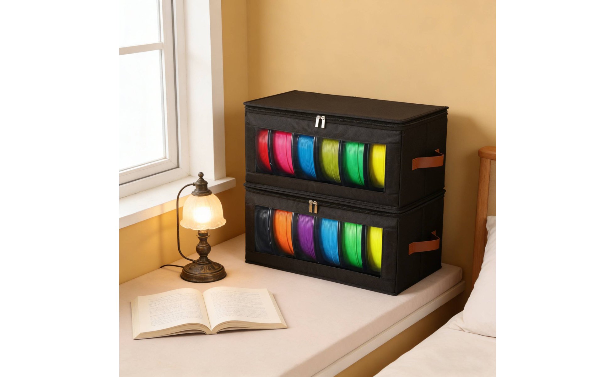 3D Printer Filament Storage Box Holds 6 Rolls for Workshop, Studio, Makers