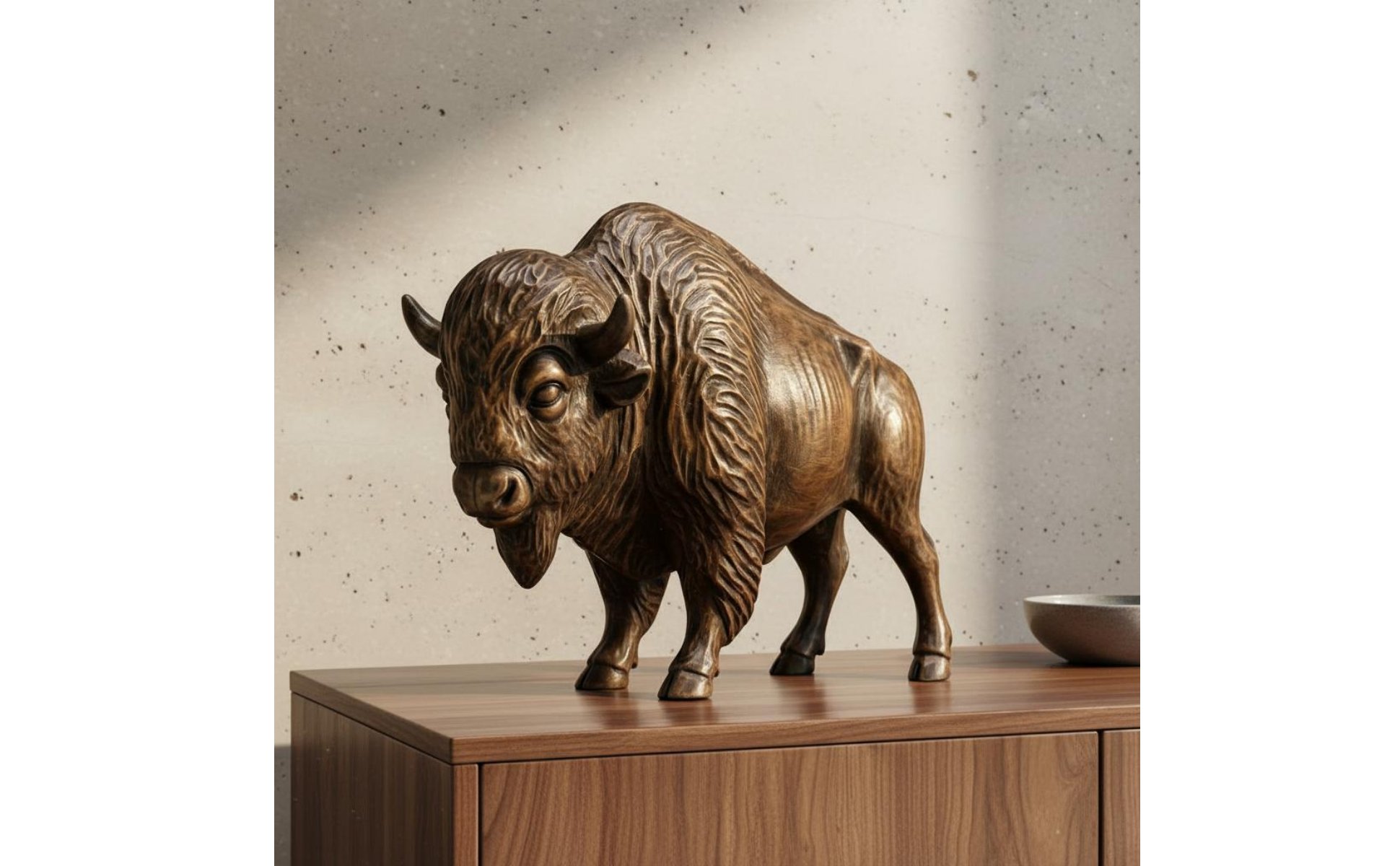 Western-Bison Dekofigur Westenstil Rustikale Büffelstatue Rustikaler Look