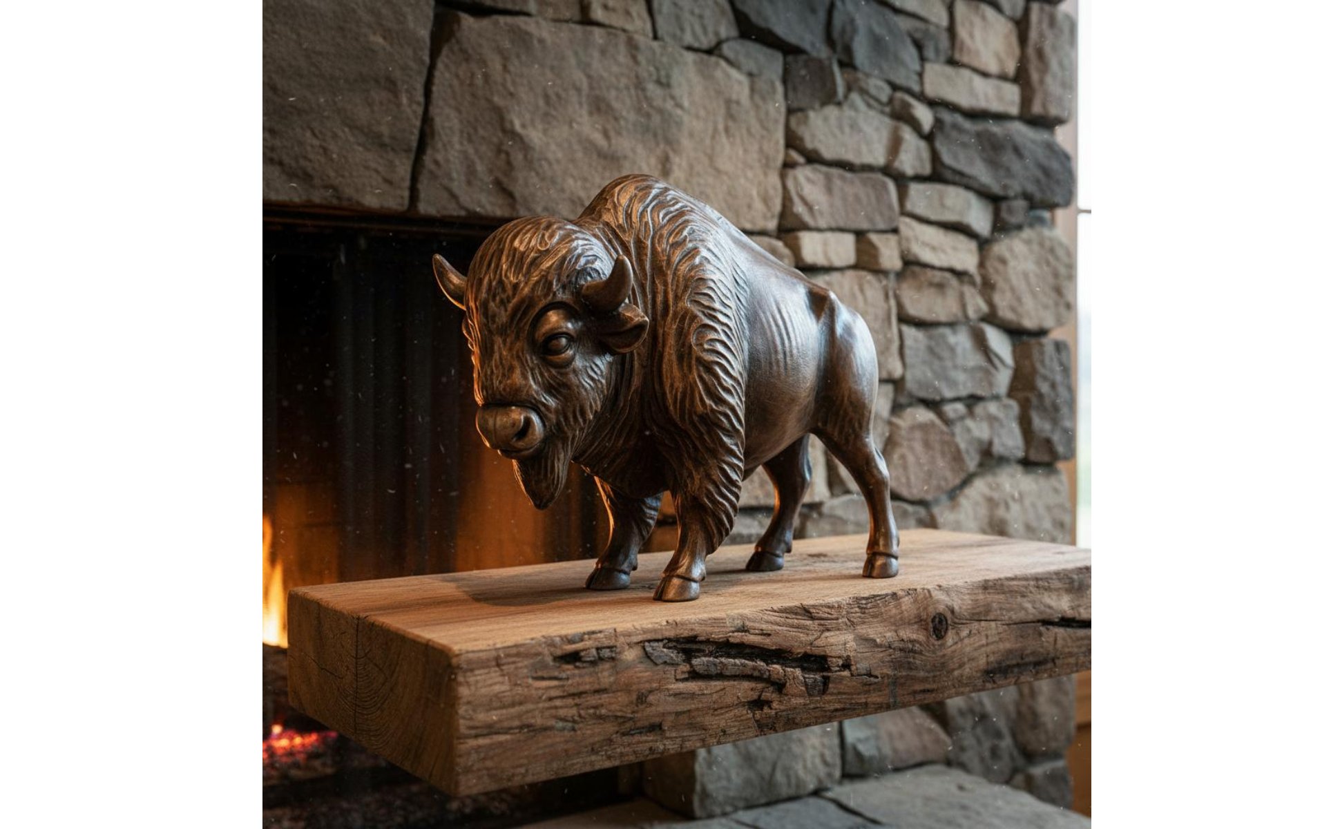 Western-Bison Dekofigur Westenstil Rustikale Büffelstatue Rustikaler Look