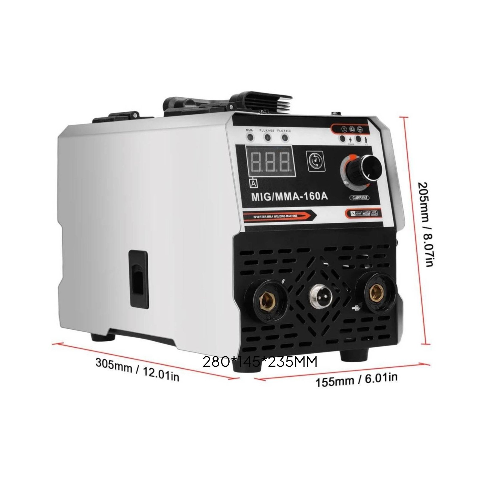 Reliable Performance Portable MIG MMA Welder Energy Saving MIG MMA Metal Joining Machine Lightweight 160A Metal Joining Power Converter Compact for Workshop, Metal Repair, Garage