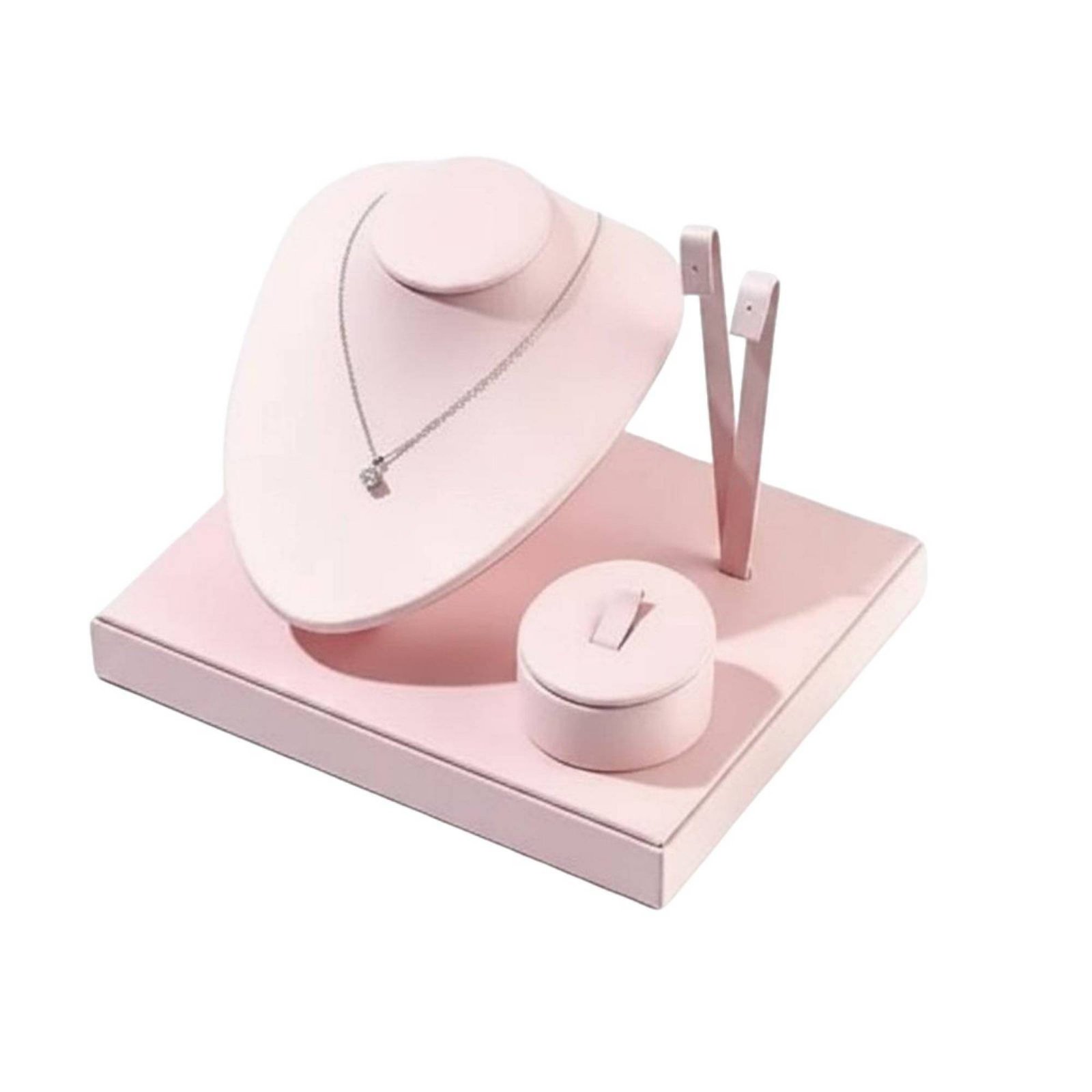 3-Piece Set Pu Leather Jewelry Display Stand Shop Showcase Design Necklace Band Earring Display Stand Luxury Look for Shop Owners