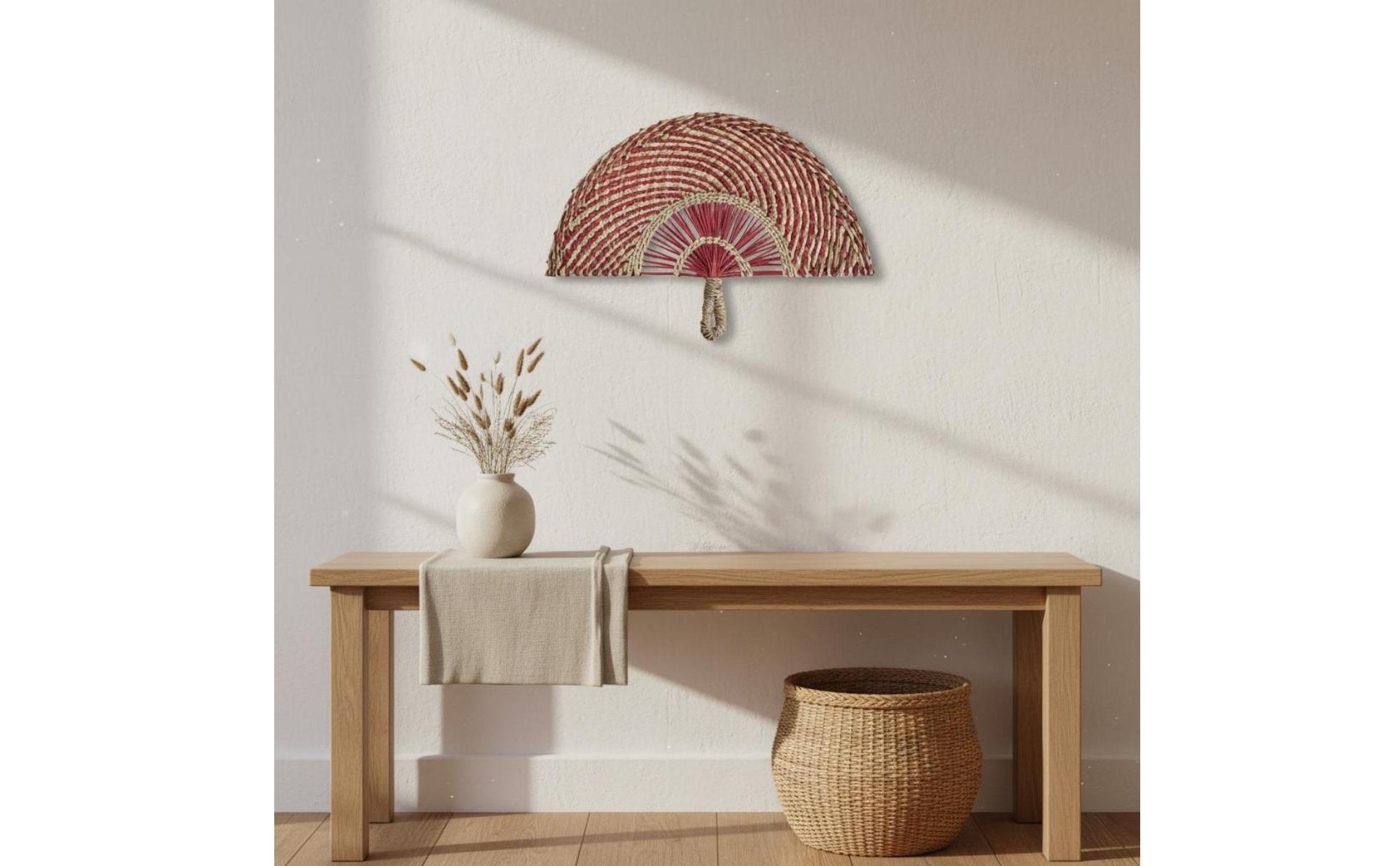 Woven Palm Hand Fan Handmade Straw Palm Fan Boho Design for Guesthouse