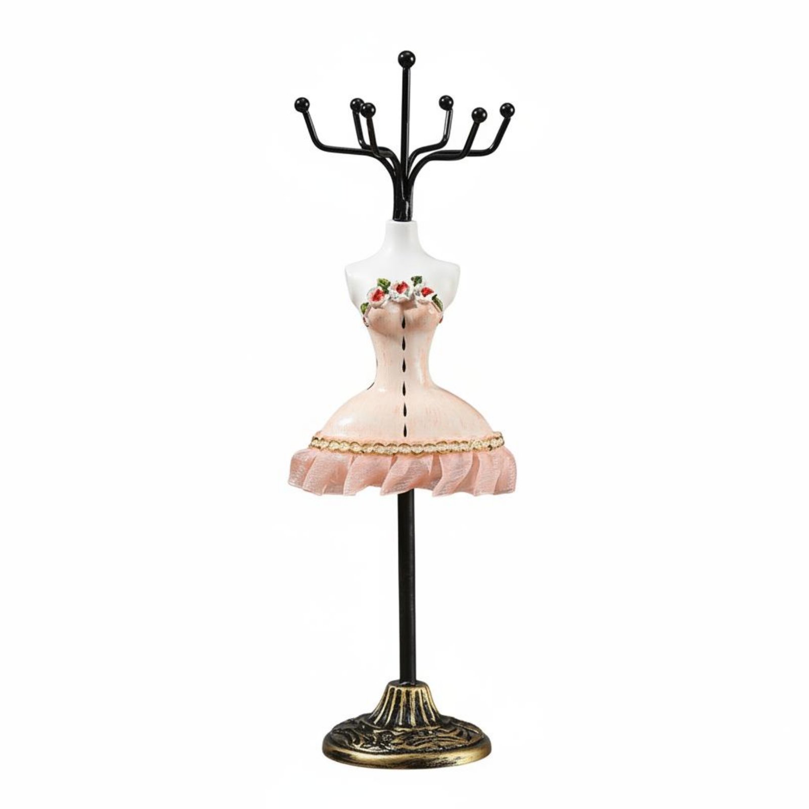 Gift Idea Princess Dress Jewelry Stand Giftable Mannequin Dress Jewelry Stand Resin and Iron for Women, Girls, Vanity, Dresser
