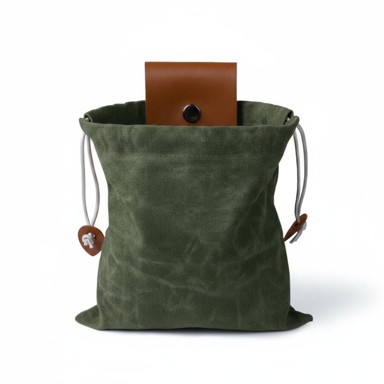 PU Leather Trim Foraging Bag Lightweight Foraging Pouch Waist-Mounted Fruit Picking Pouch Handsunencumbered for Campers, Hikers, Camping