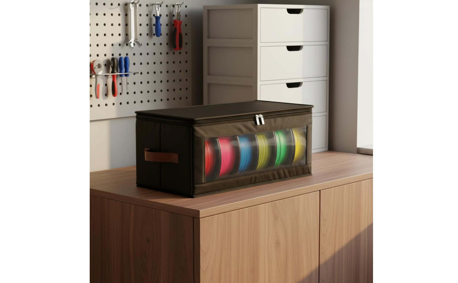 3D Printer Filament Storage Box Holds 6 Rolls for Workshop, Studio, Makers
