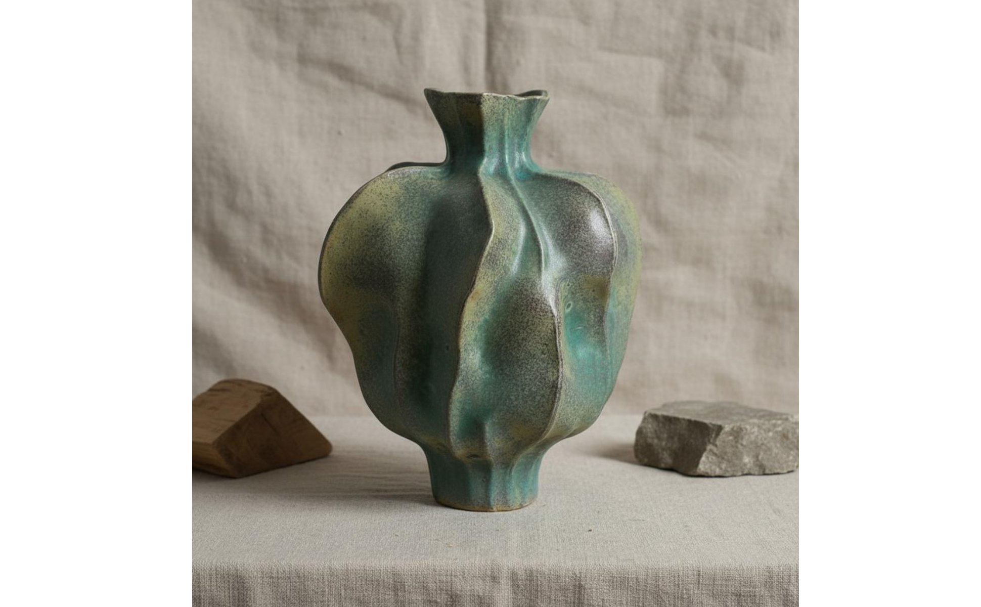 Wabi-Sabi Vase Centerpiece Irregular Ceramic Vase Rustic Finish for Living Room