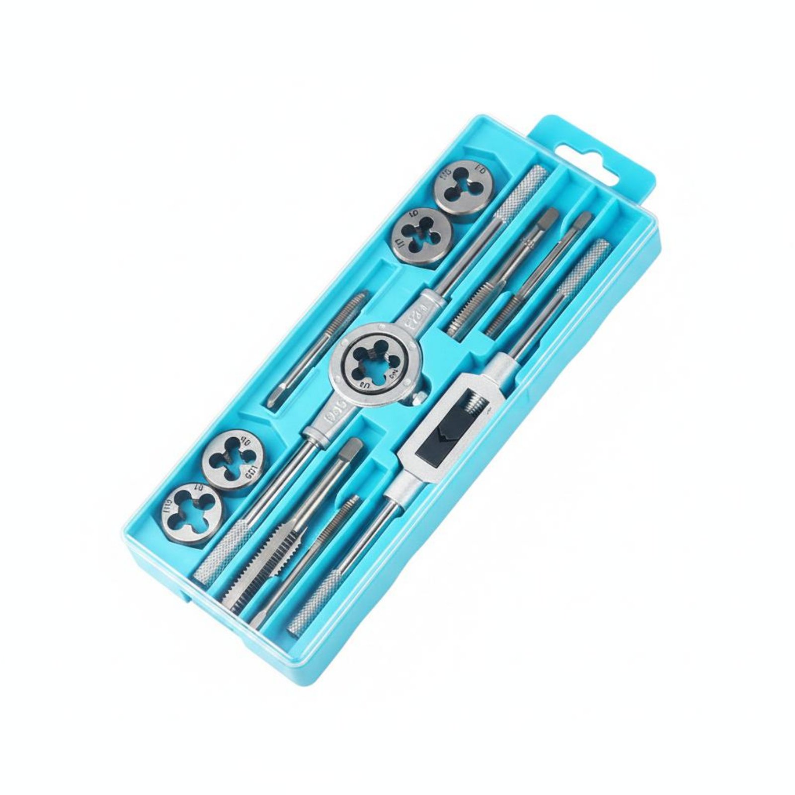 8 Pieces Alloy Steel M3 12mm Tap Die Kit High Hardness Metric Tap and Die Set Industrial Grade Hand Tool Full Size Range for Machinists, Mechanics, Professionals, Workshop, Repair Shop, Garage