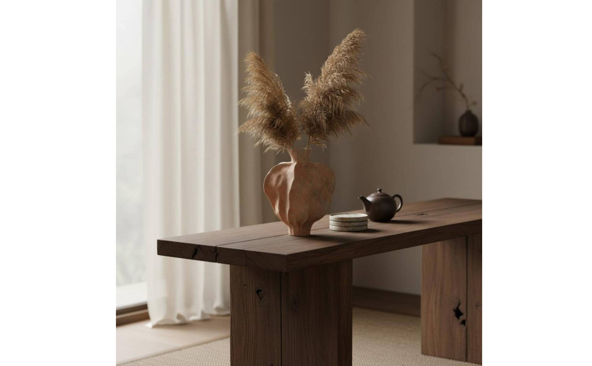 Wabi-Sabi Vase Centerpiece Irregular Ceramic Vase Rustic Finish for Living Room