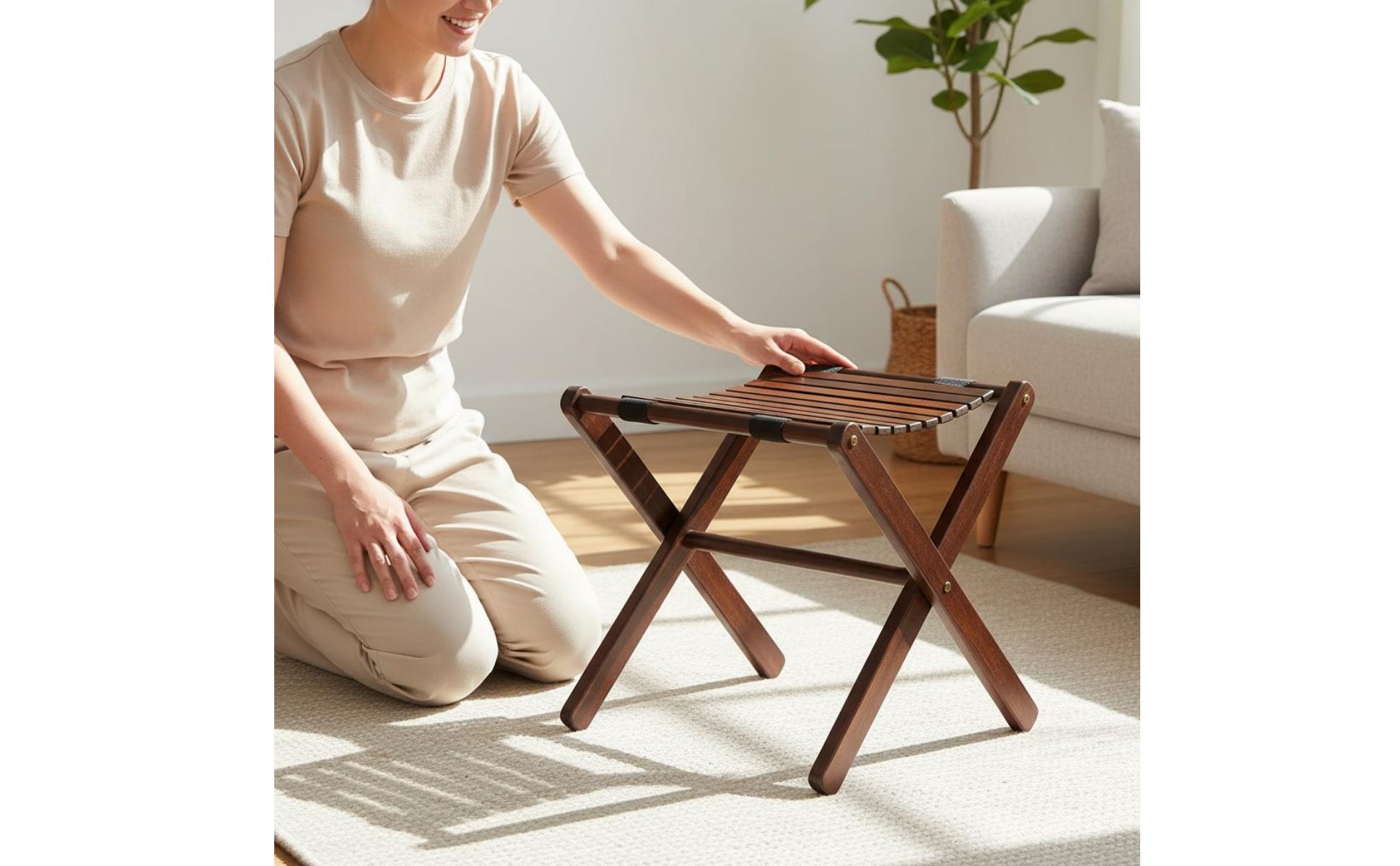 Folding Stool with Backrest Long-Lasting Backrest Folding Chair Sturdy