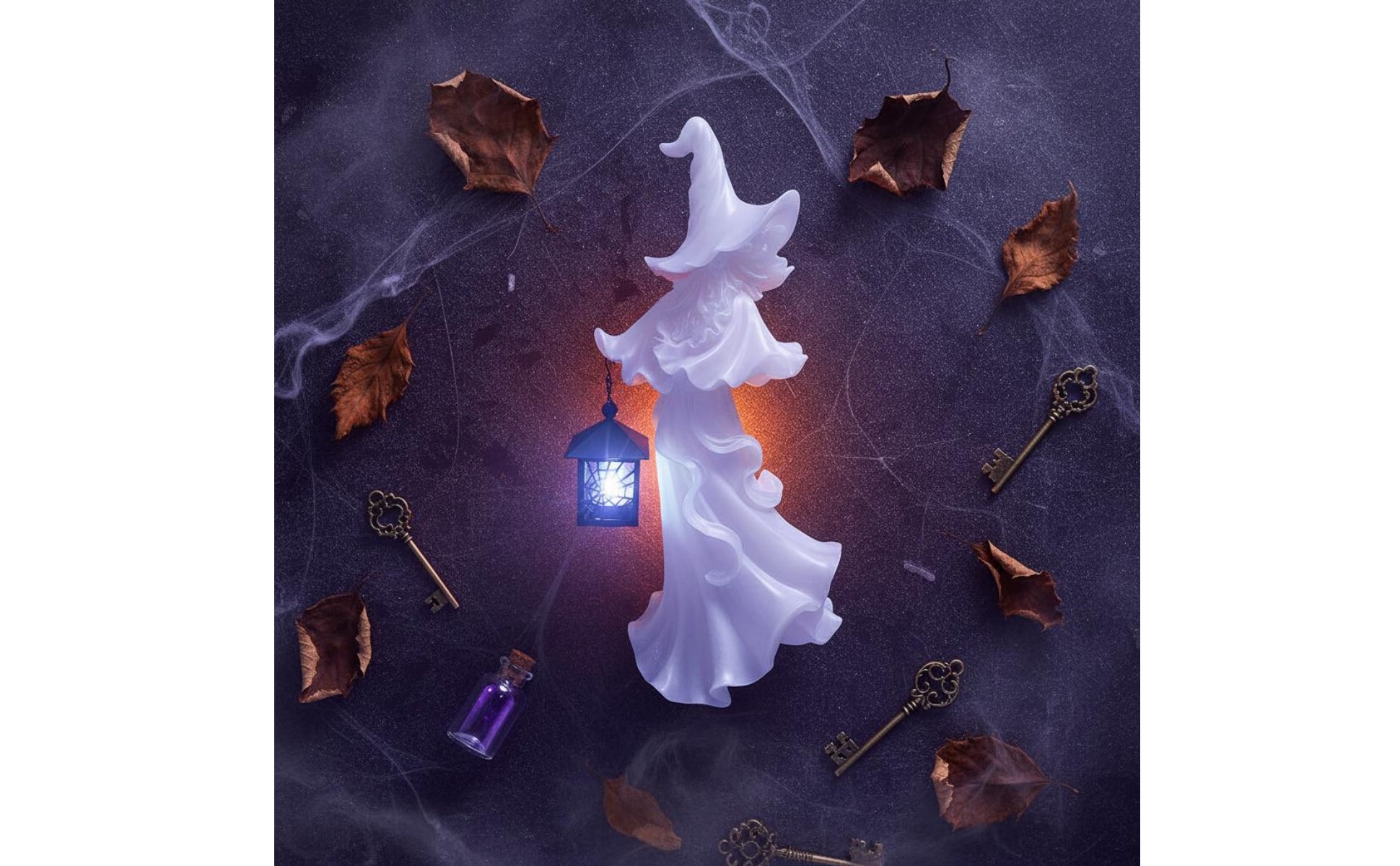 Witch Lantern Statue Resin Material Halloween Witch Decor Tabletop Display
