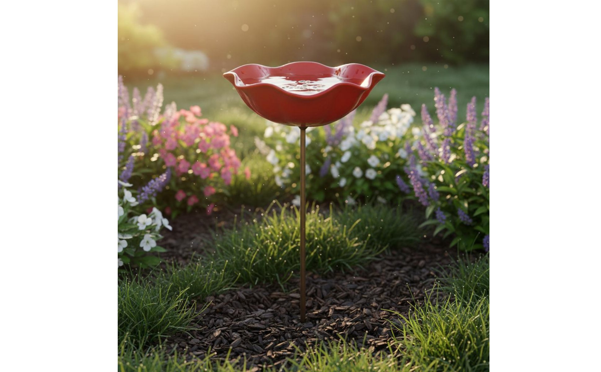 Metal Flower Water Dispenser Handmade Flower Avian Dispenser Nature Welcoming