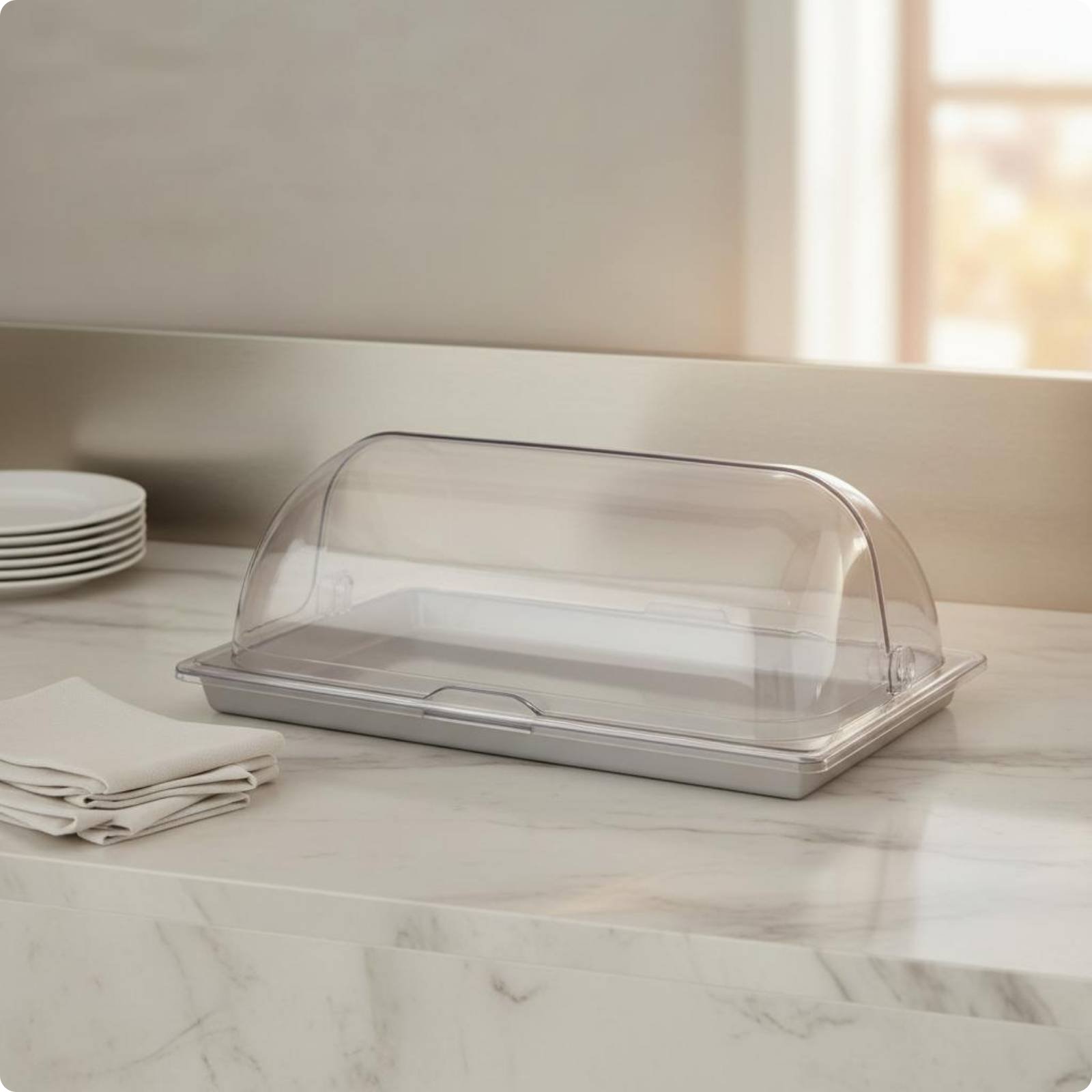 Plastic Dome Cover Tray Stable Base Serving Tray with Lid Shatter-Proof
