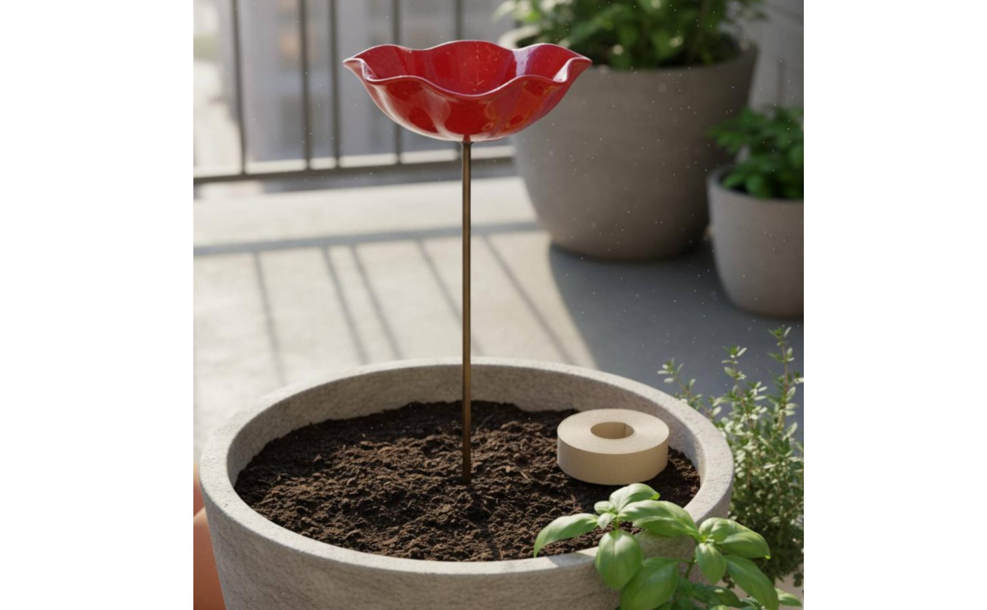Metal Flower Water Dispenser Handmade Flower Avian Dispenser Nature Welcoming