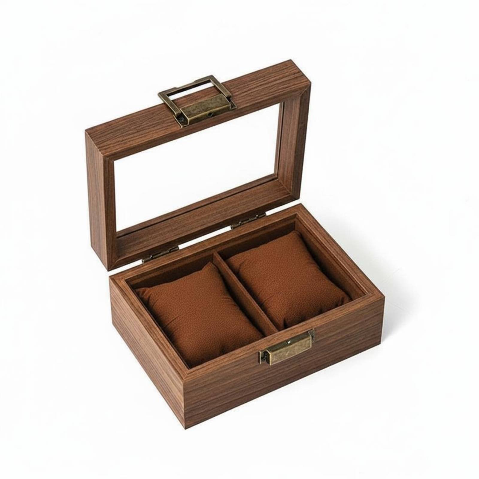 Soft Pillow Wooden Watch Box Removable Pillows Wood Watch Box Gift Idea Accessory Storage Velvet Velvet Lining for Collectors, Collection