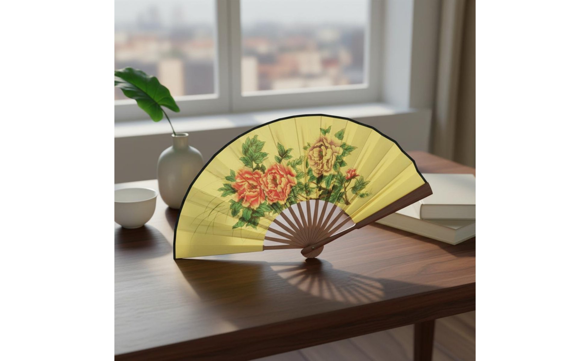 Opera Fan Performance Use Dance Fan Decorative Floral Print for Costume Wear