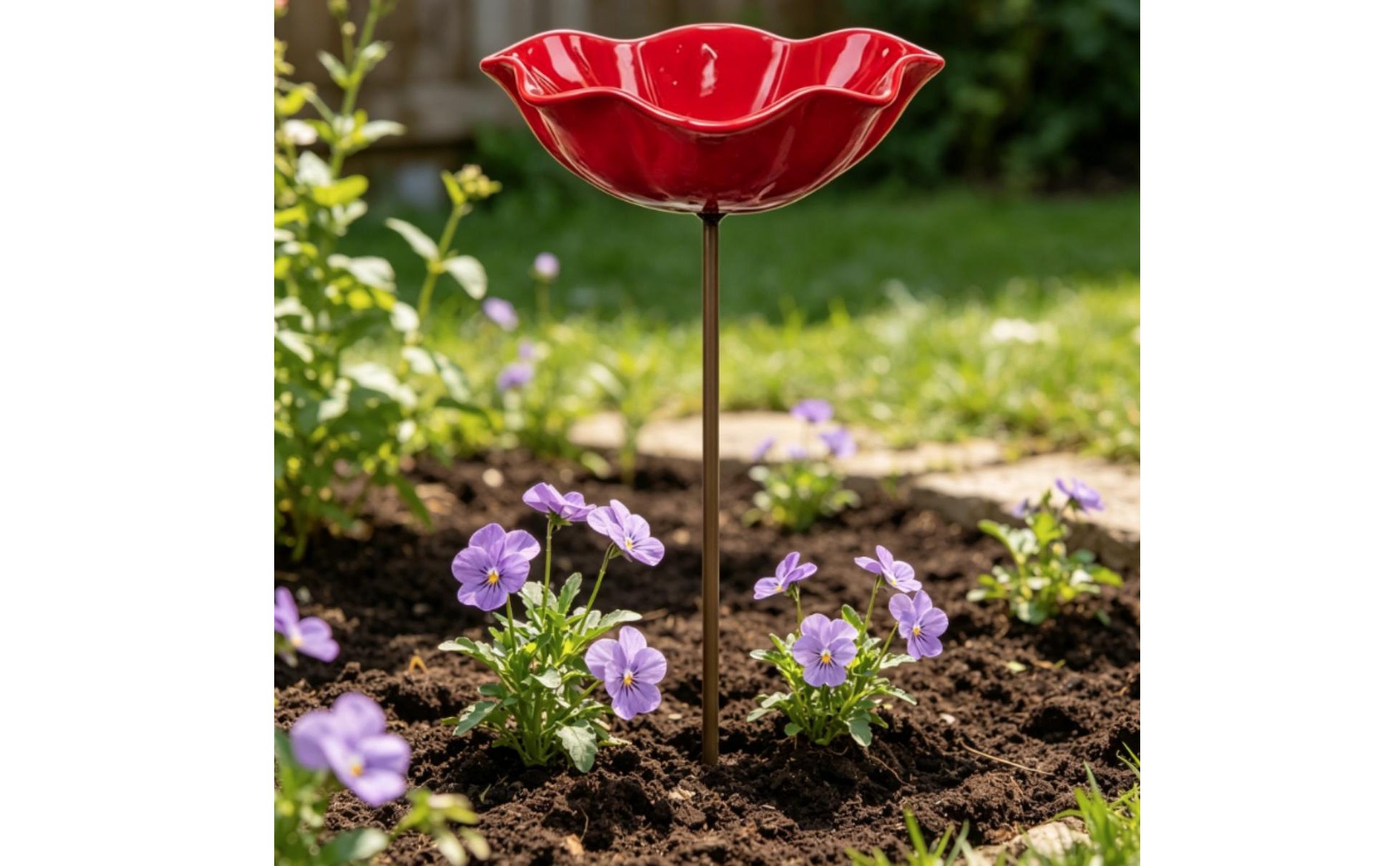 Metal Flower Water Dispenser Handmade Flower Avian Dispenser Nature Welcoming
