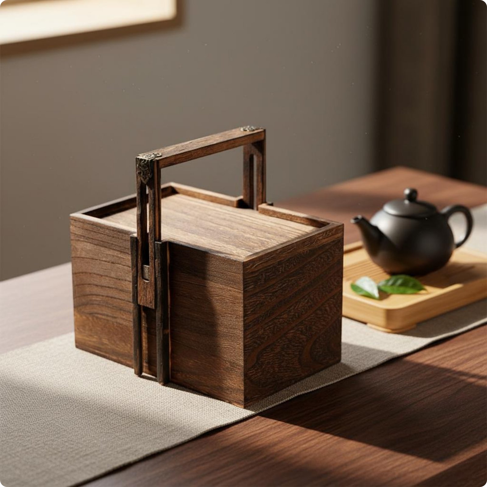 Handled Wooden Box Portable Wooden Gift Box Natural Wood Look for Festivals