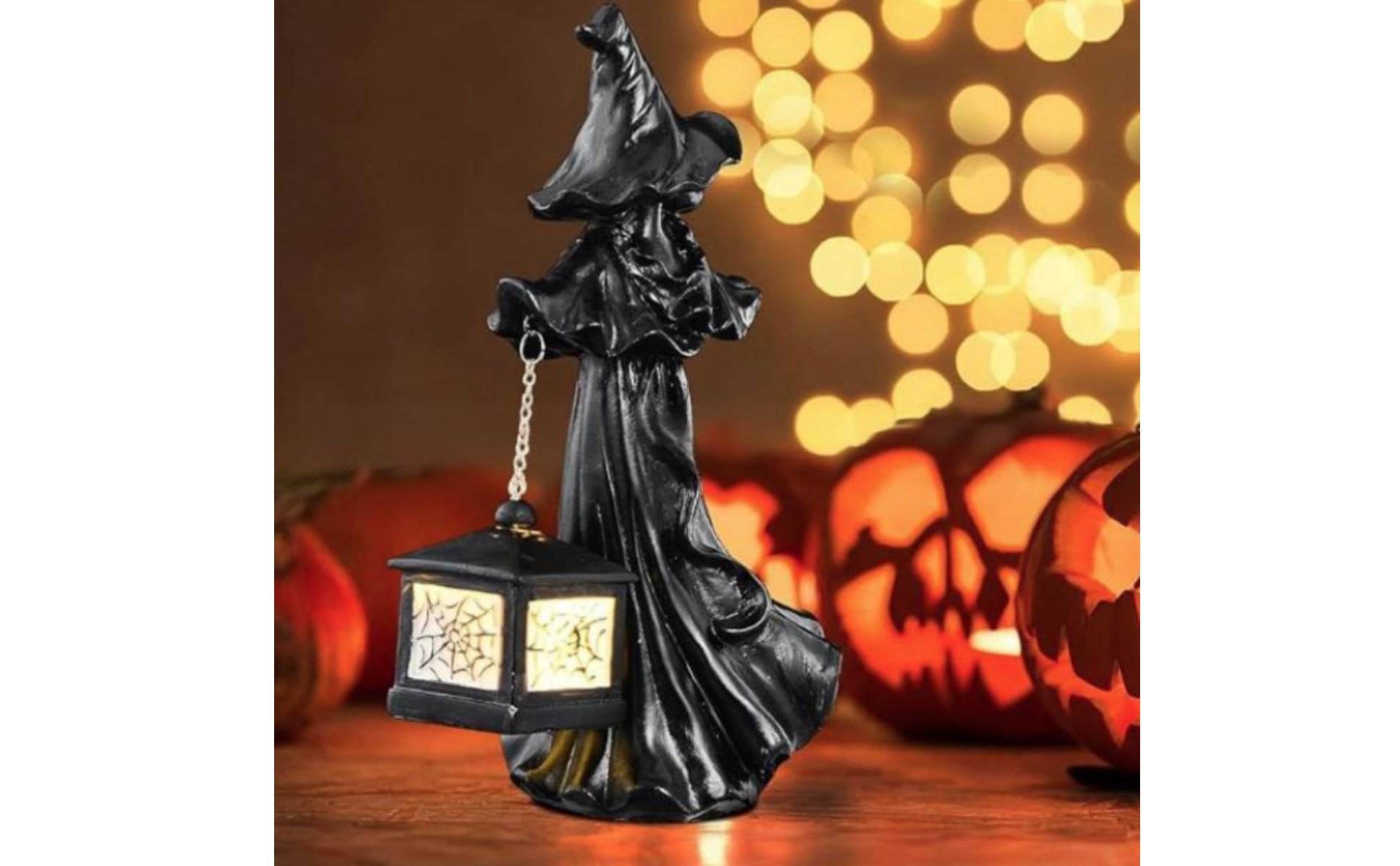 Witch Lantern Statue Resin Material Halloween Witch Decor Tabletop Display