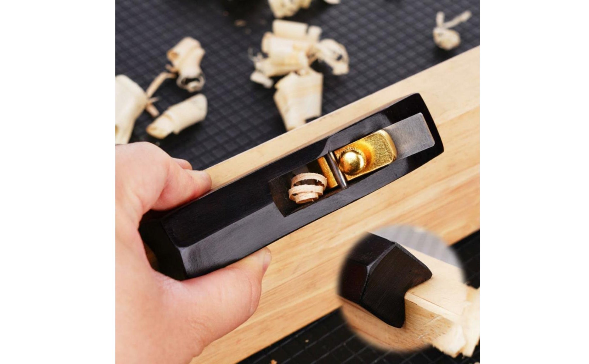Ebony Chamfer Plane Hardwood Body Mini Corner Rounding Plane Brass Blade Cover