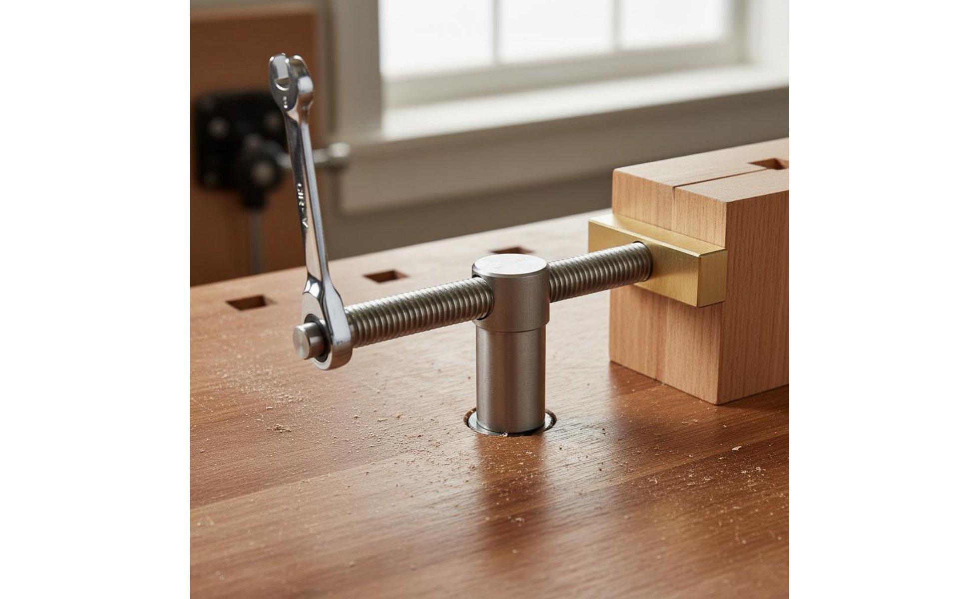 Ratchet Vise Mechanism Brass Wood Vise Hardware Stainless Steel for Woodworkers