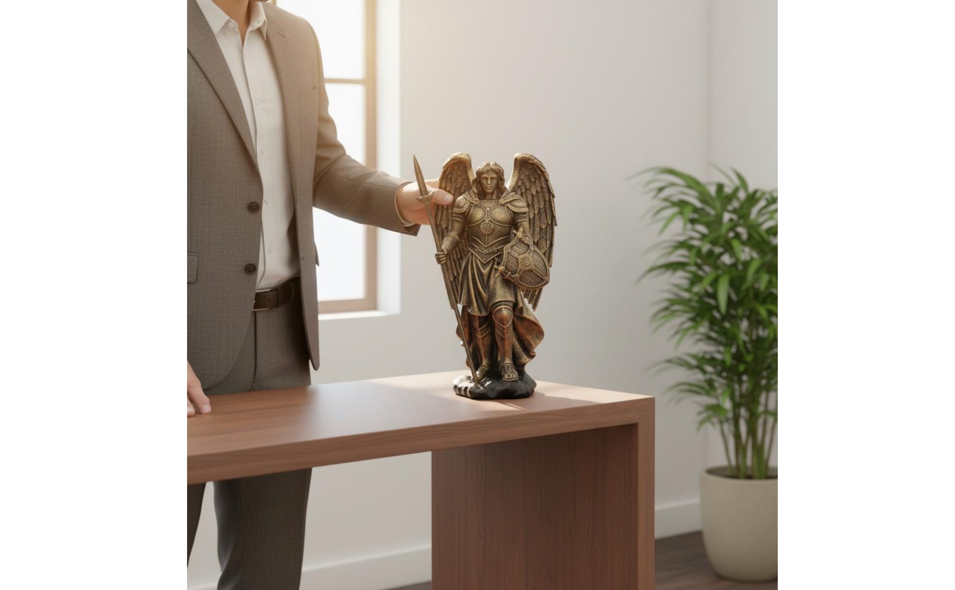 Ritterfigur mit Flügeln luxuriös Engelsstatue Geschenkidee für Büro, Wohnzimmer