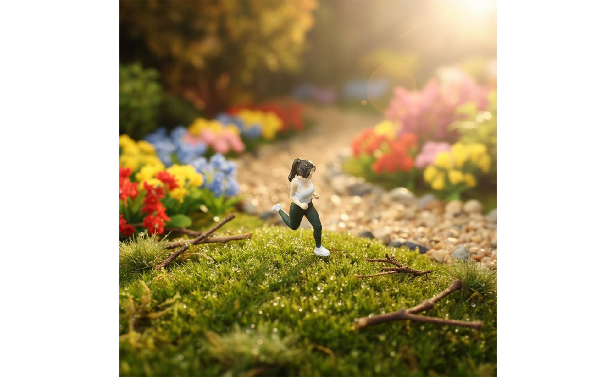 Miniature Running Woman Statue Painted Running Woman Miniature Resin