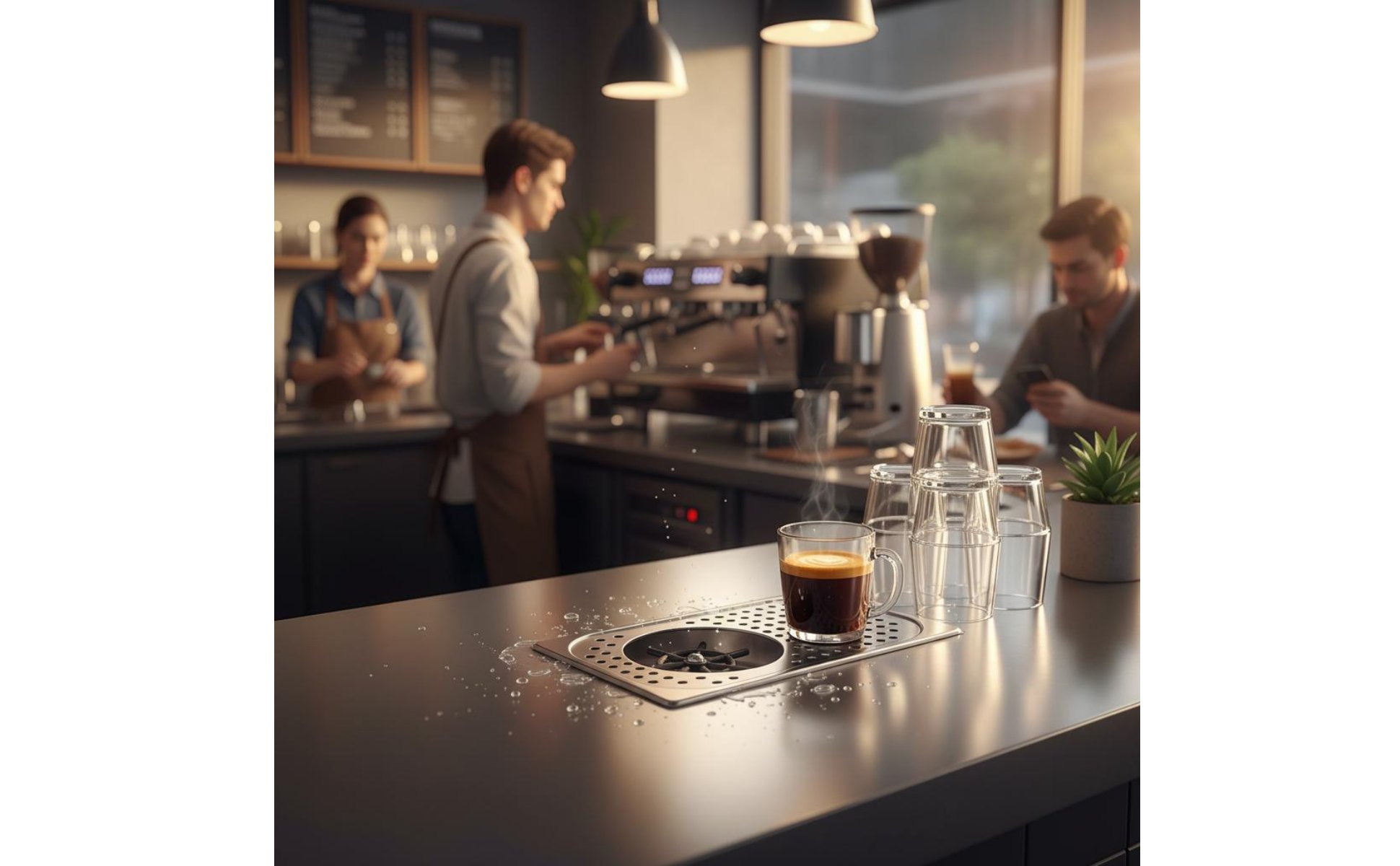 Nettoyeur de Tasses à Haute Pression Installation Encastrée pour Cafés, Baristas