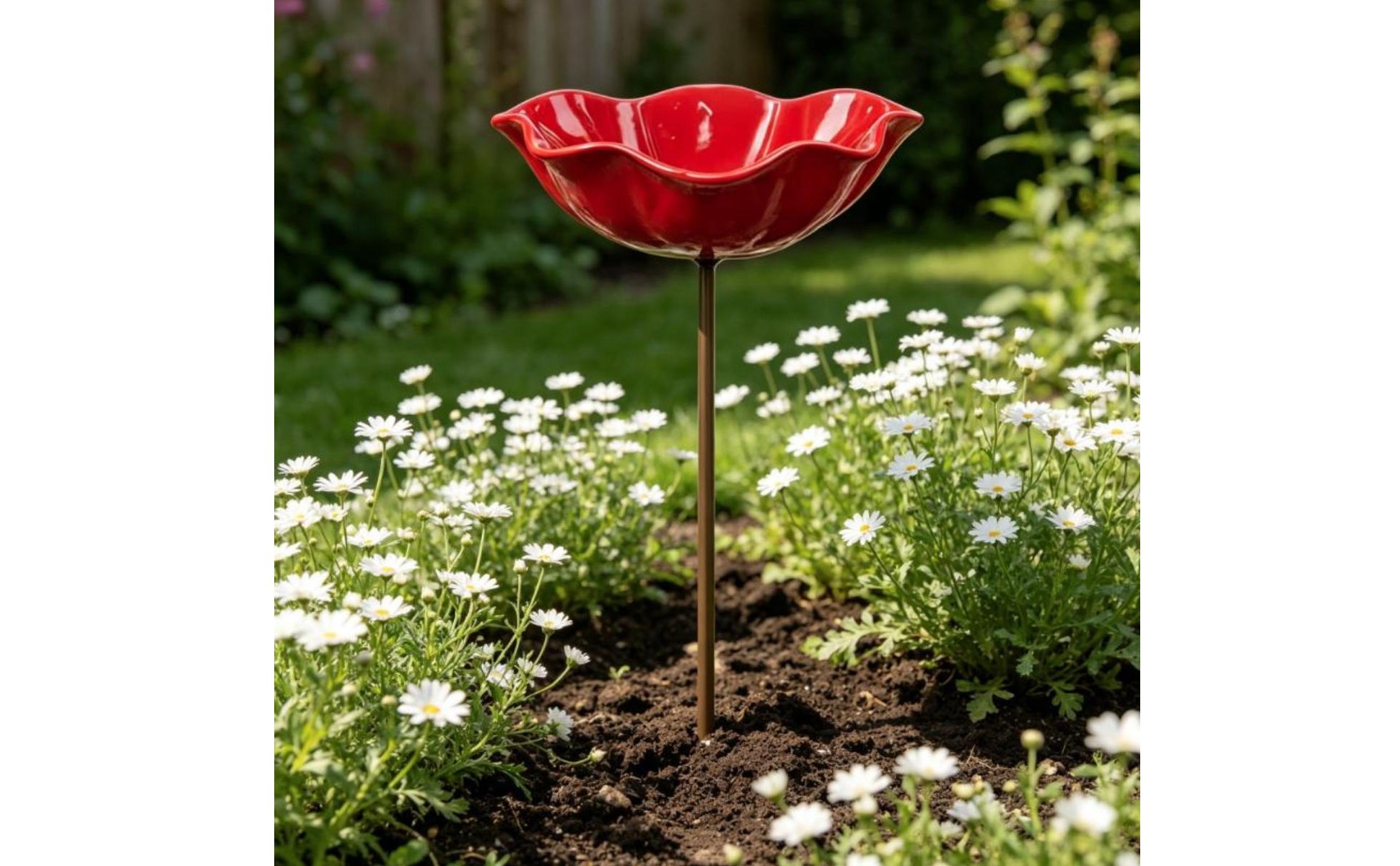 Metal Flower Water Dispenser Handmade Flower Avian Dispenser Nature Welcoming