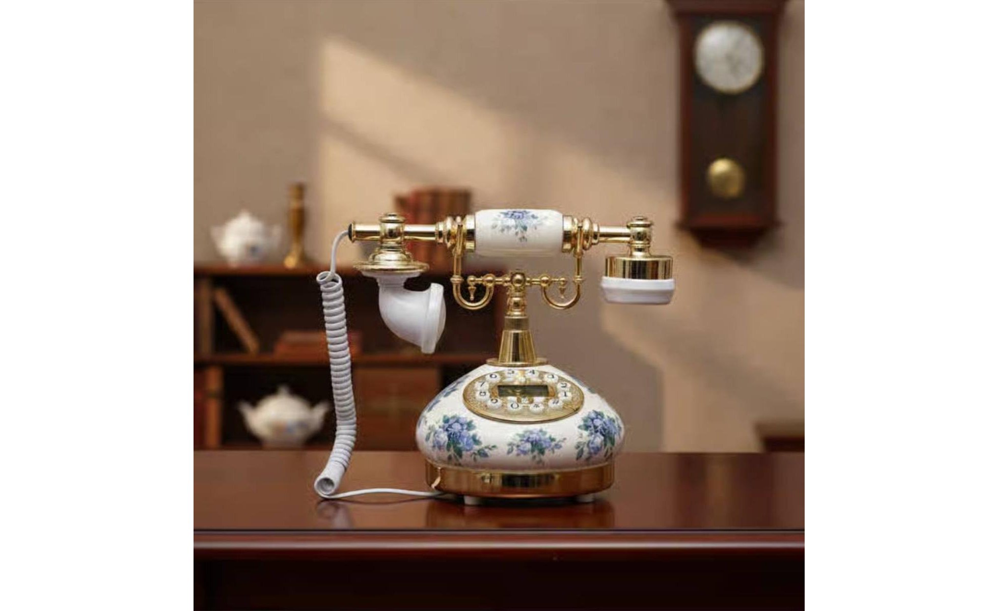 Téléphone Rétro En Céramique Décoratif Téléphone Fixe Rétro Apparence Luxe