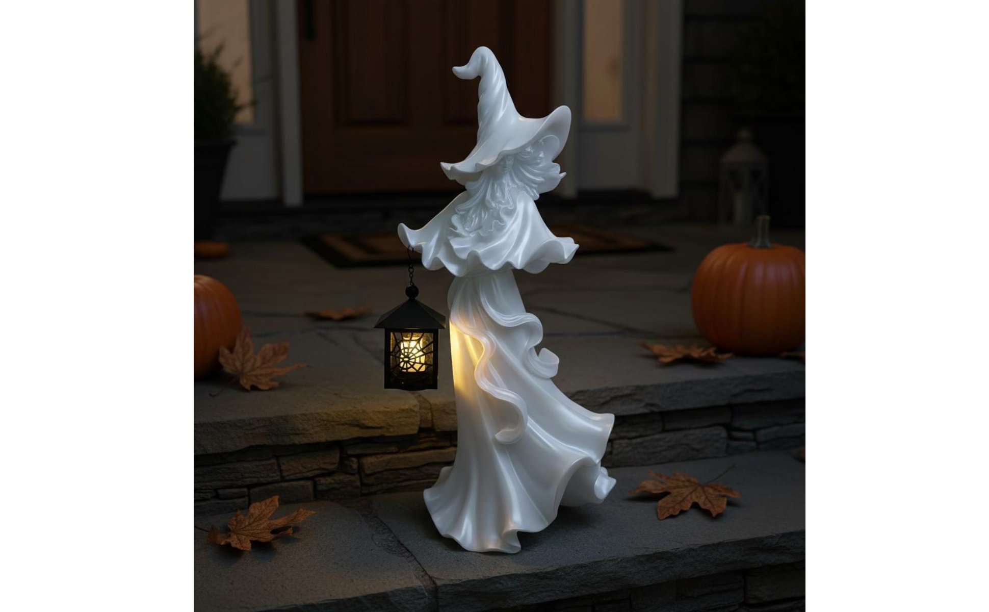 Witch Lantern Statue Resin Material Halloween Witch Decor Tabletop Display