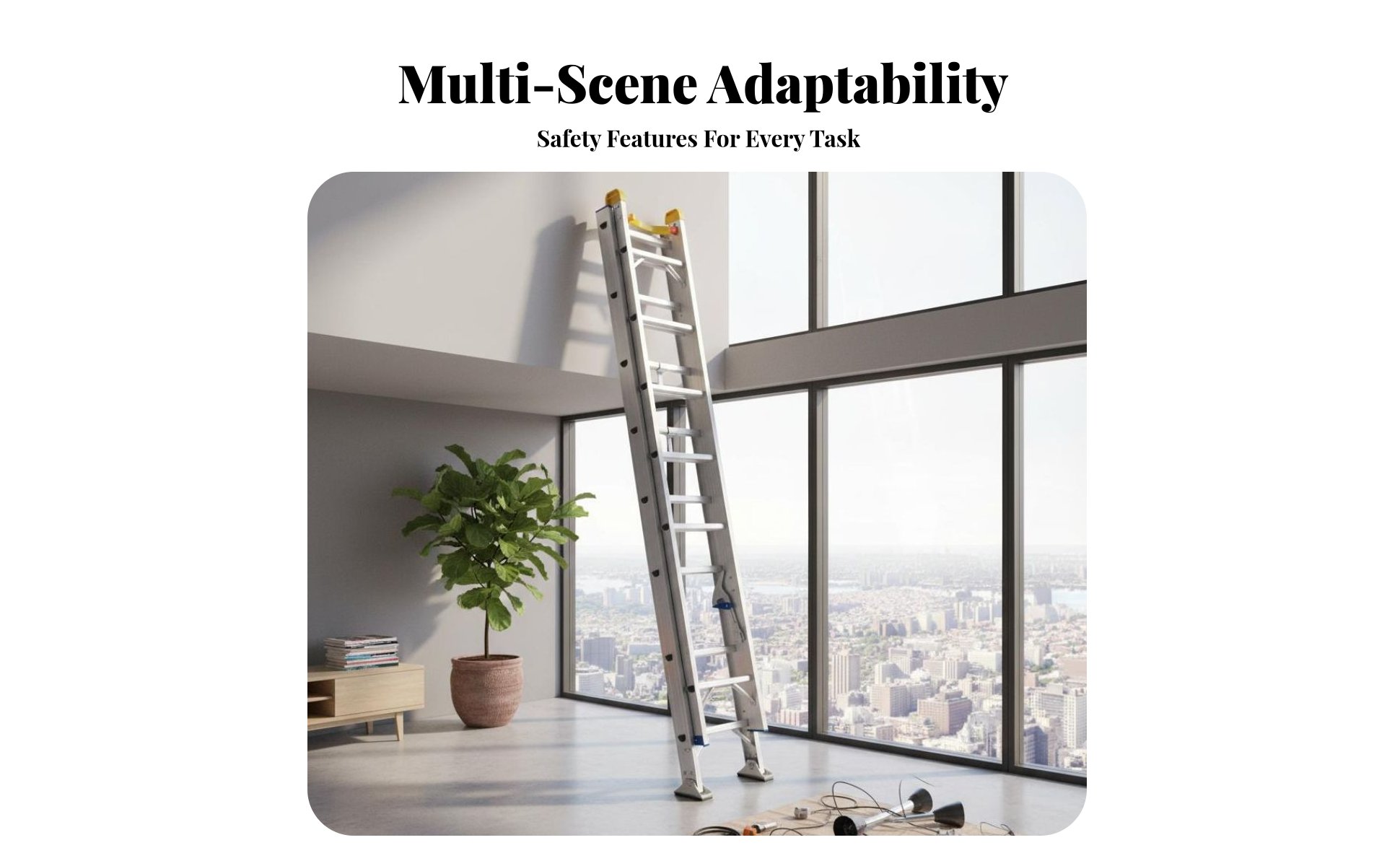 Telescopic Ladder Collapsible for Construction Site, Advertising Setup