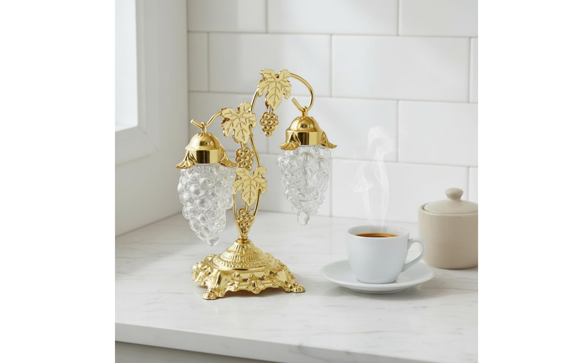 Vine Sugar Bowl Metal Craft Vine Sugar Jar European Classic Design for Tea Time