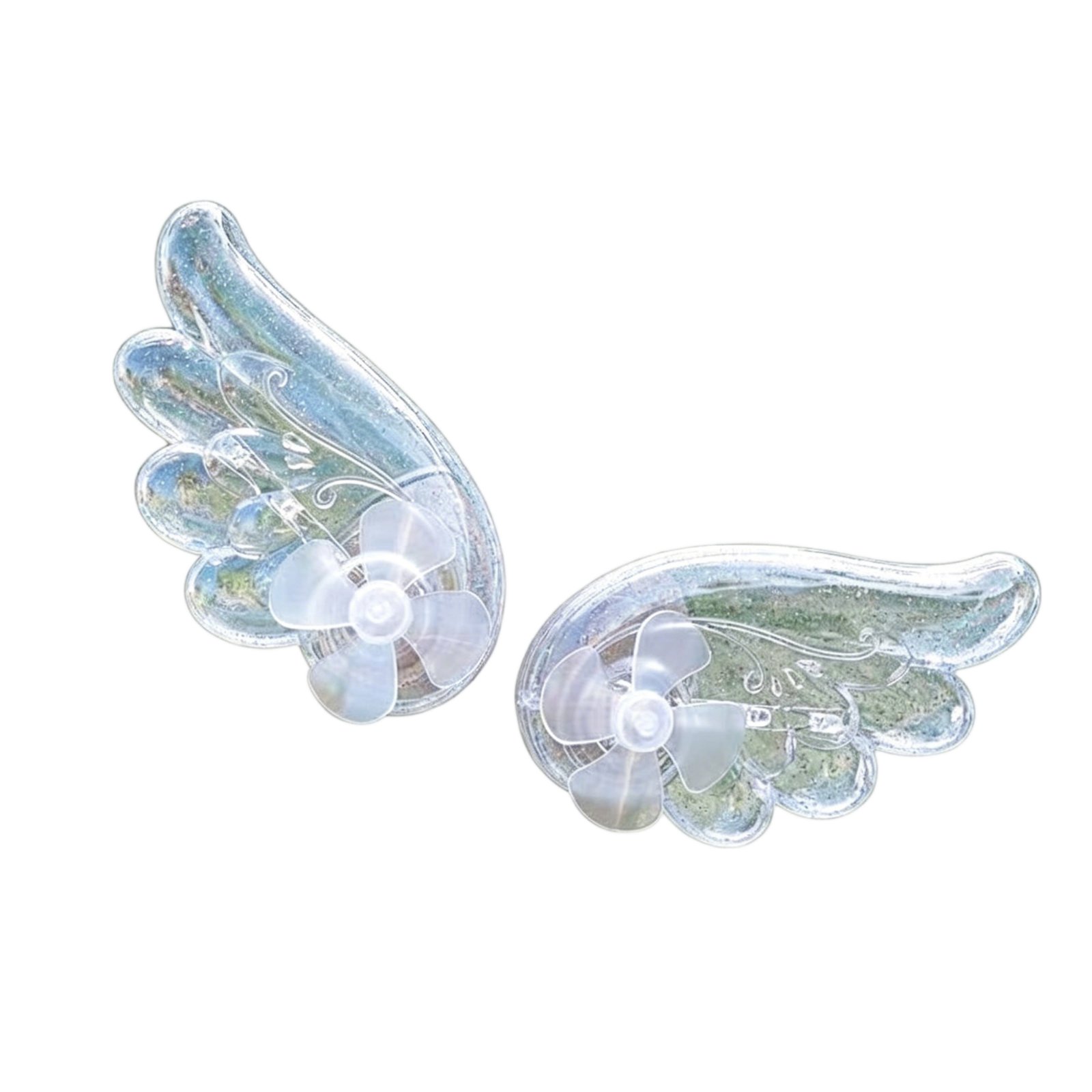 Wind Powered Angel Feather Ornament Waterproof 3D Feather Decoration Cute Design Rear View Mirror Charm Guardian Symbol