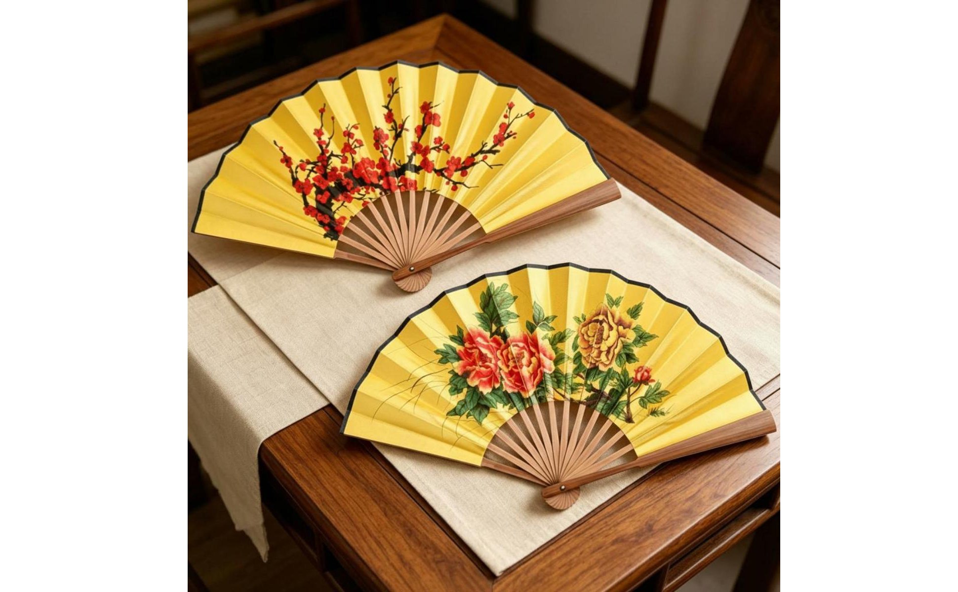 Opera Fan Performance Use Dance Fan Decorative Floral Print for Costume Wear