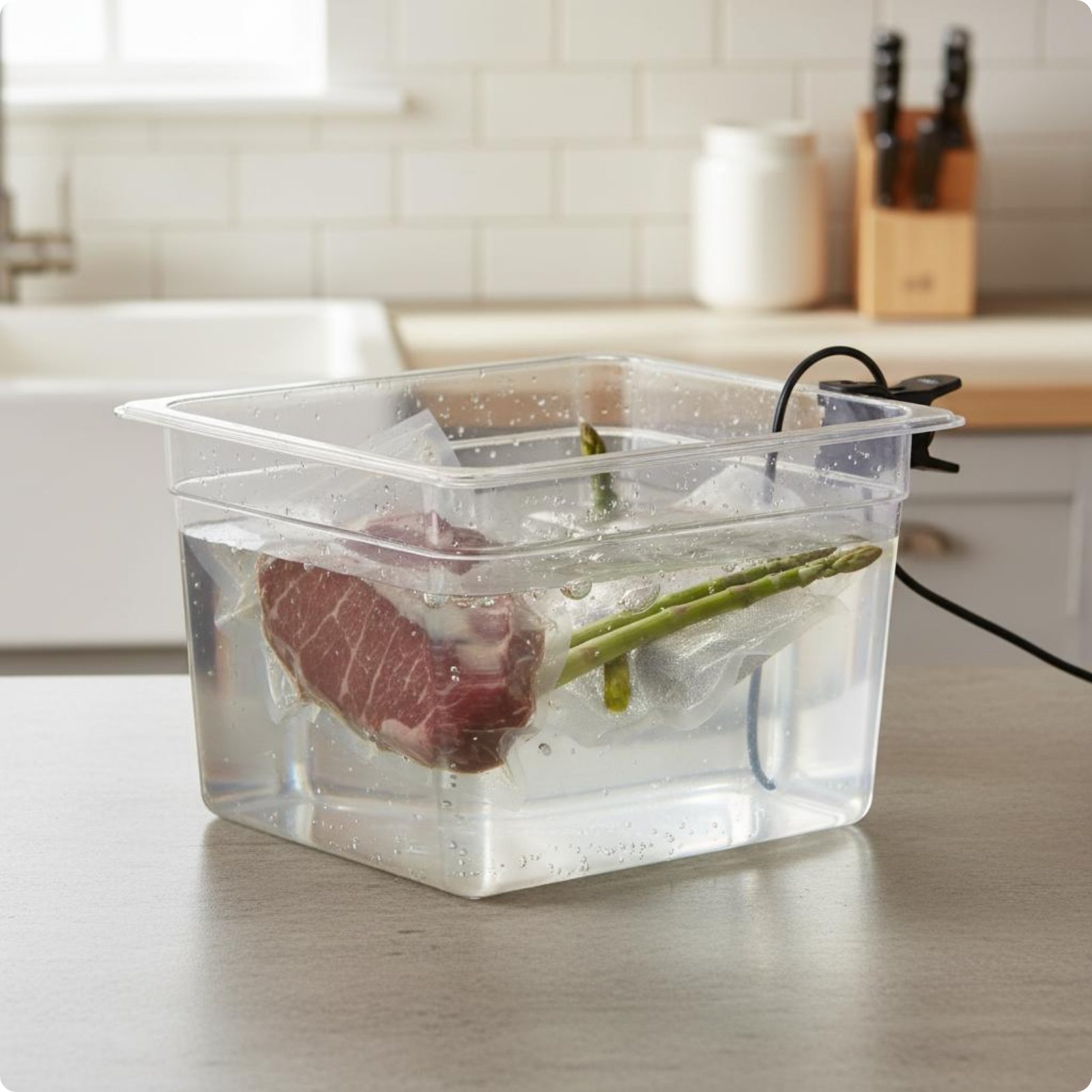 26 Qt Sous Vide Container Single-Piece-Piece Molded Sous Vide Cooker Container