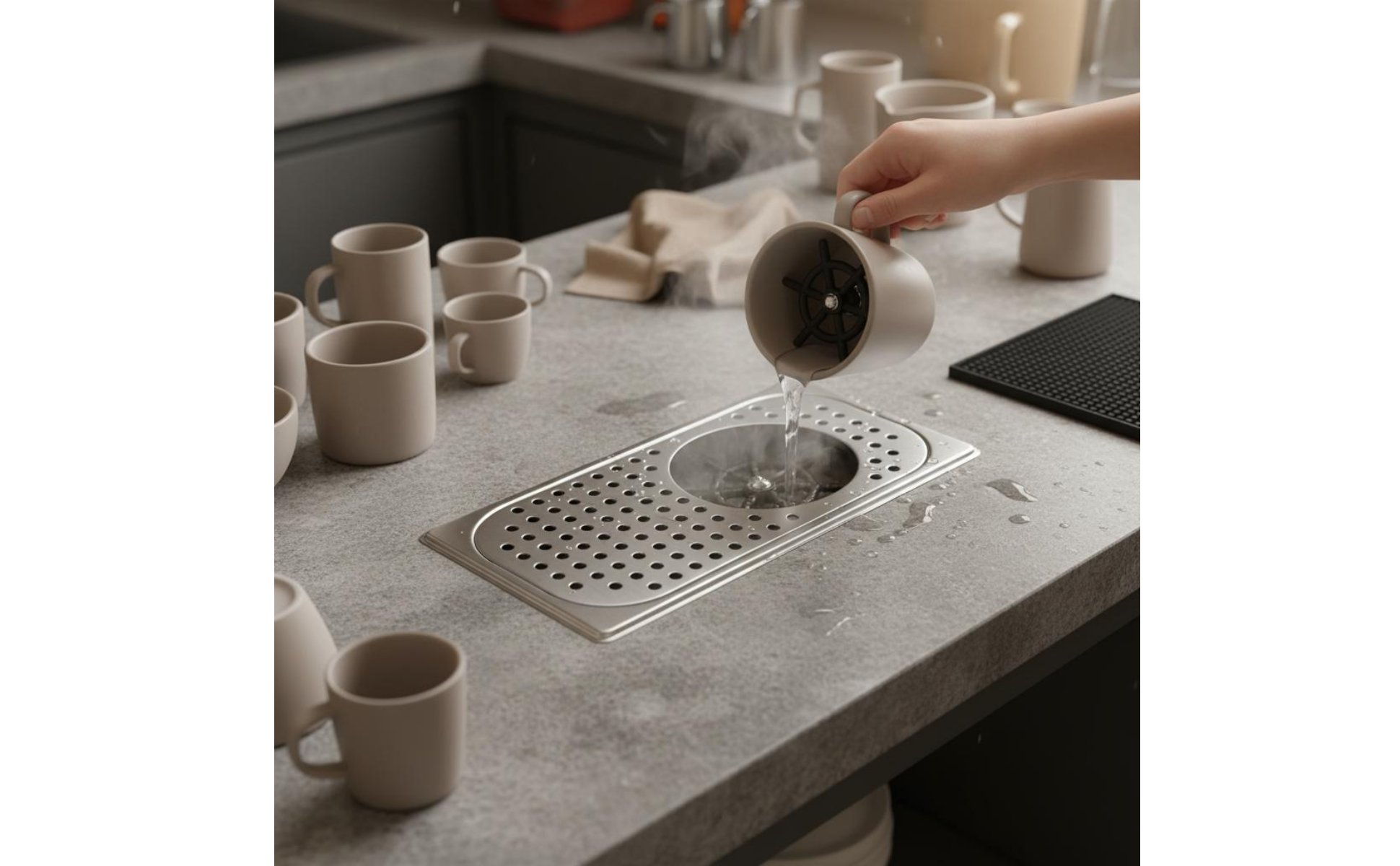 Nettoyeur de Tasses à Haute Pression Installation Encastrée pour Cafés, Baristas